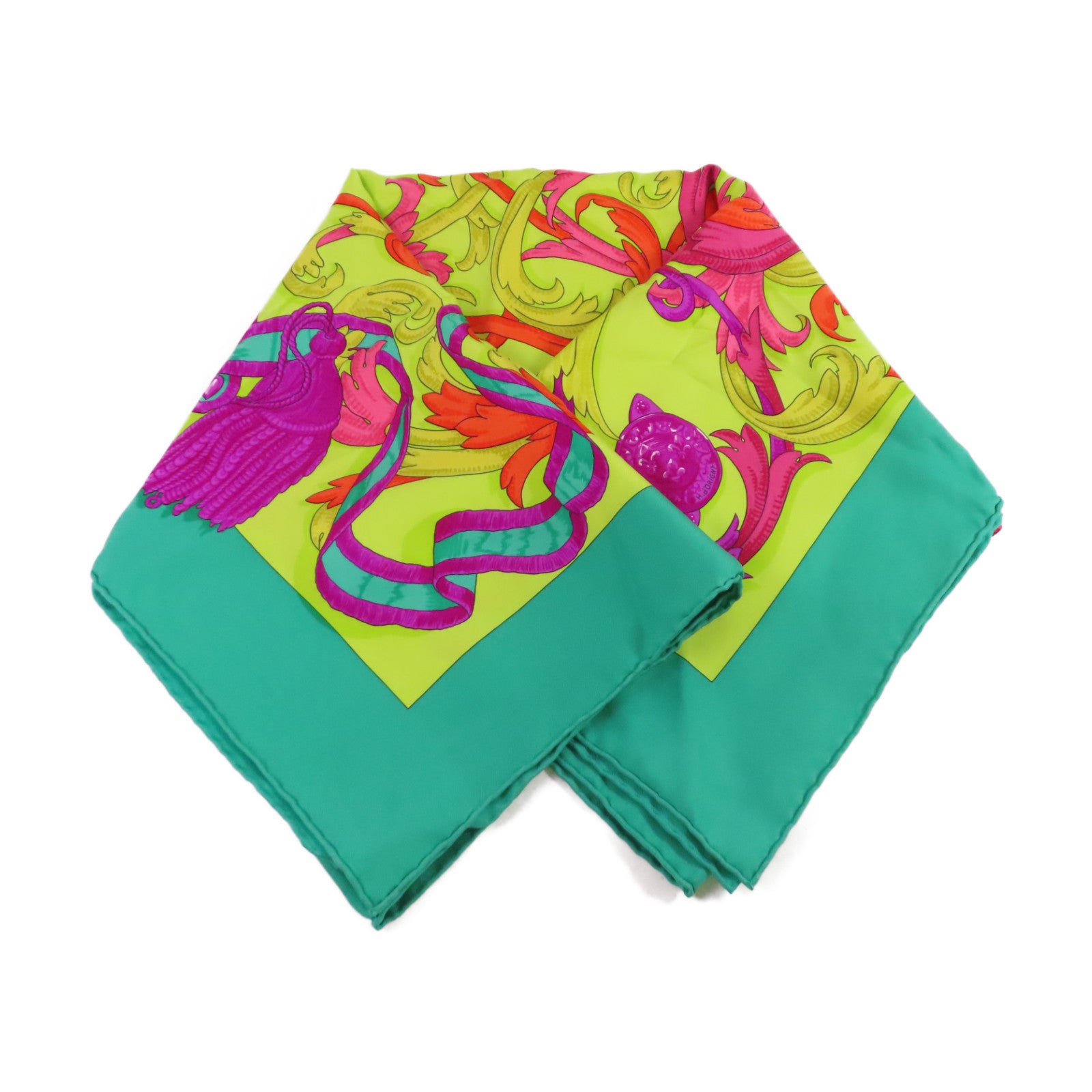 HERMES 【激減優惠】絲質90x90 Scarf絲巾青綠色/綠色/彩色