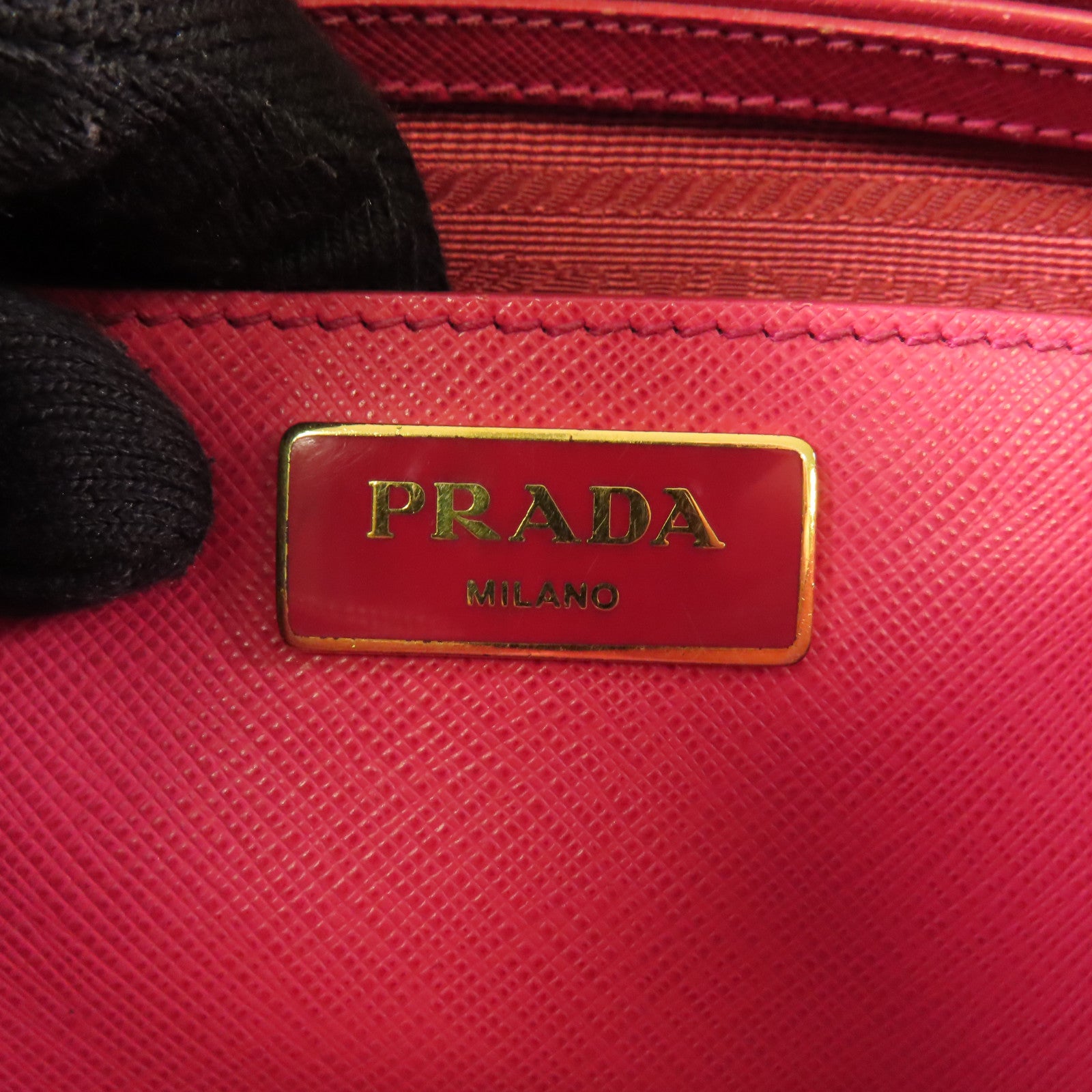 PRADA Saffiano皮革2 Way Bag金扣手挽肩背兩用袋