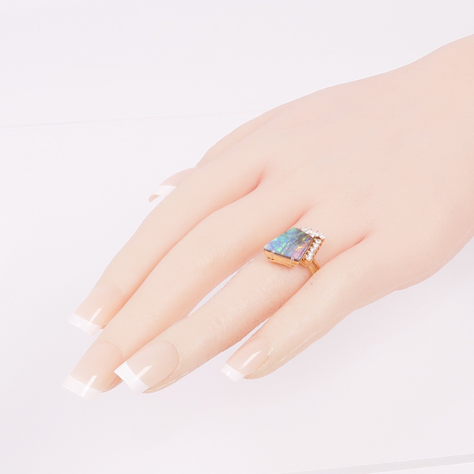 JEWELRY PT900鉑金Opal Diamond Ring戒指US#7.25