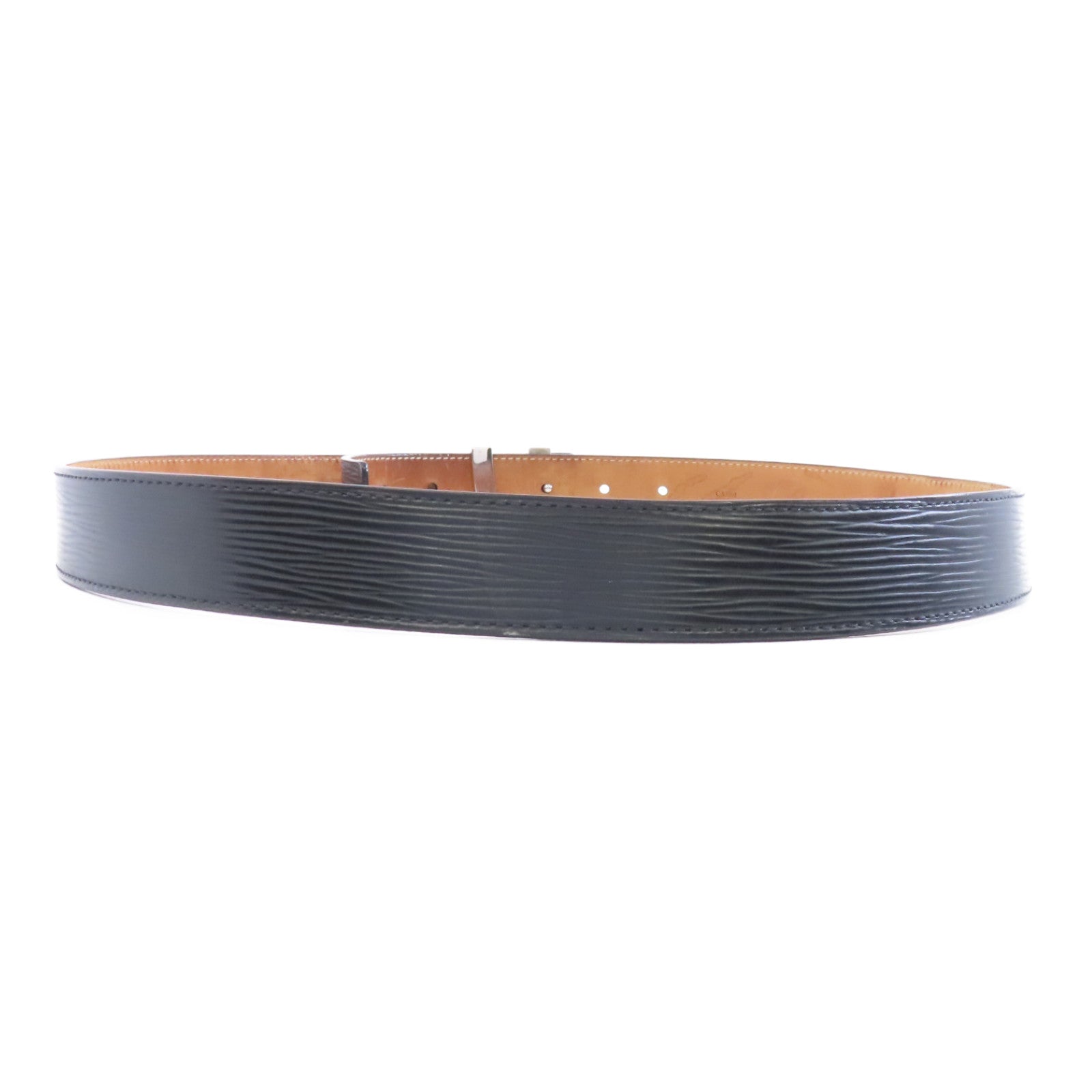 LOUIS VUITTON Epi Belt 85cm銀扣皮帶黑色