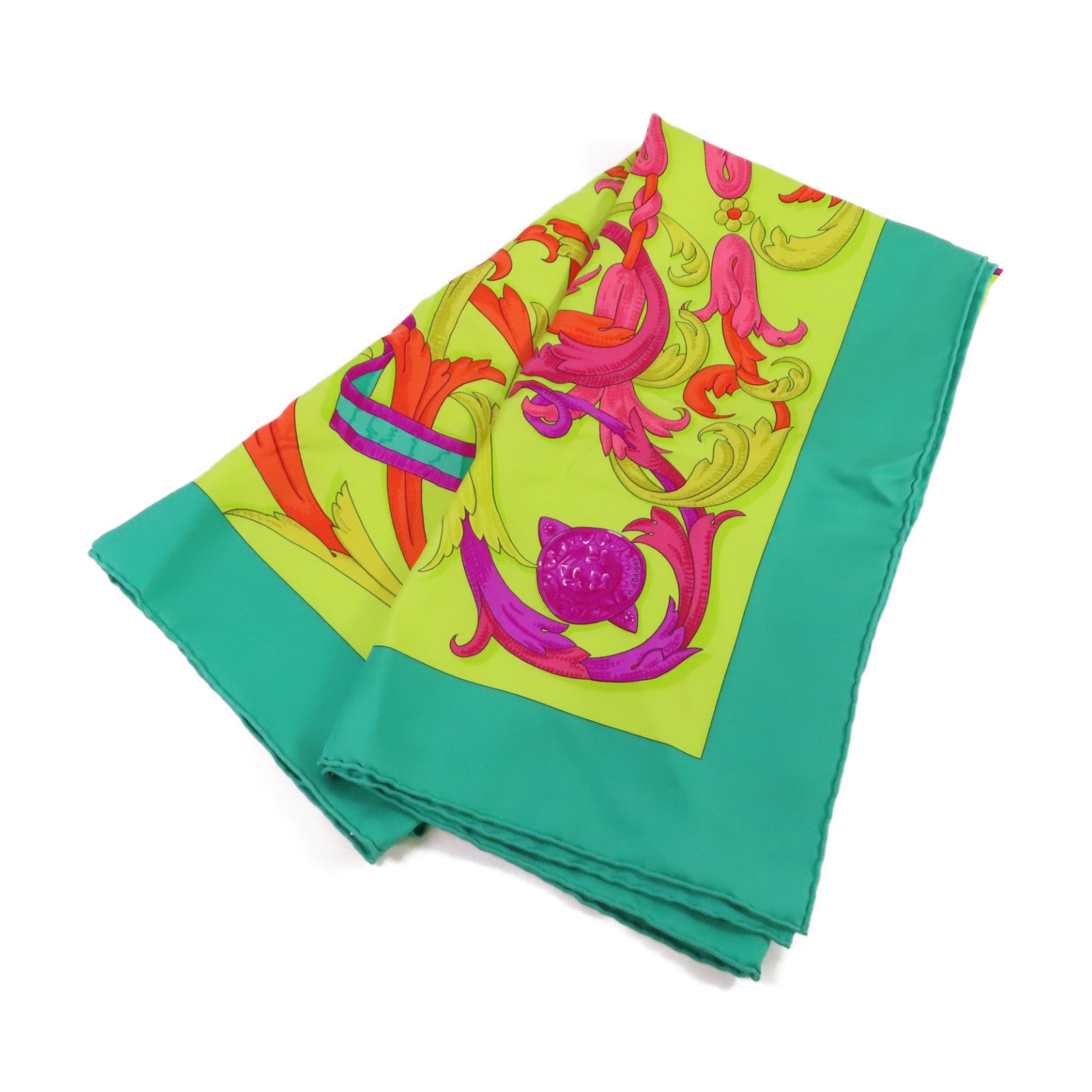HERMES 【激減優惠】絲質90x90 Scarf絲巾青綠色/綠色/彩色