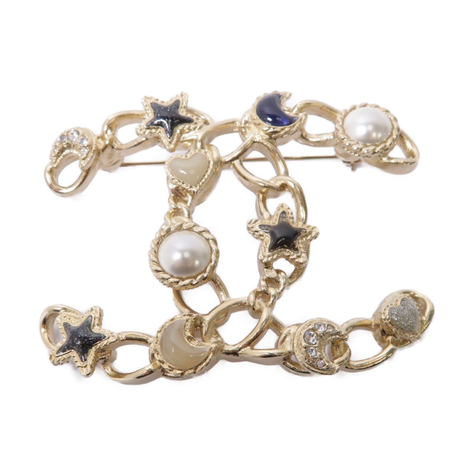 CHANEL 金屬Brooch胸針金色/白色/深藍色