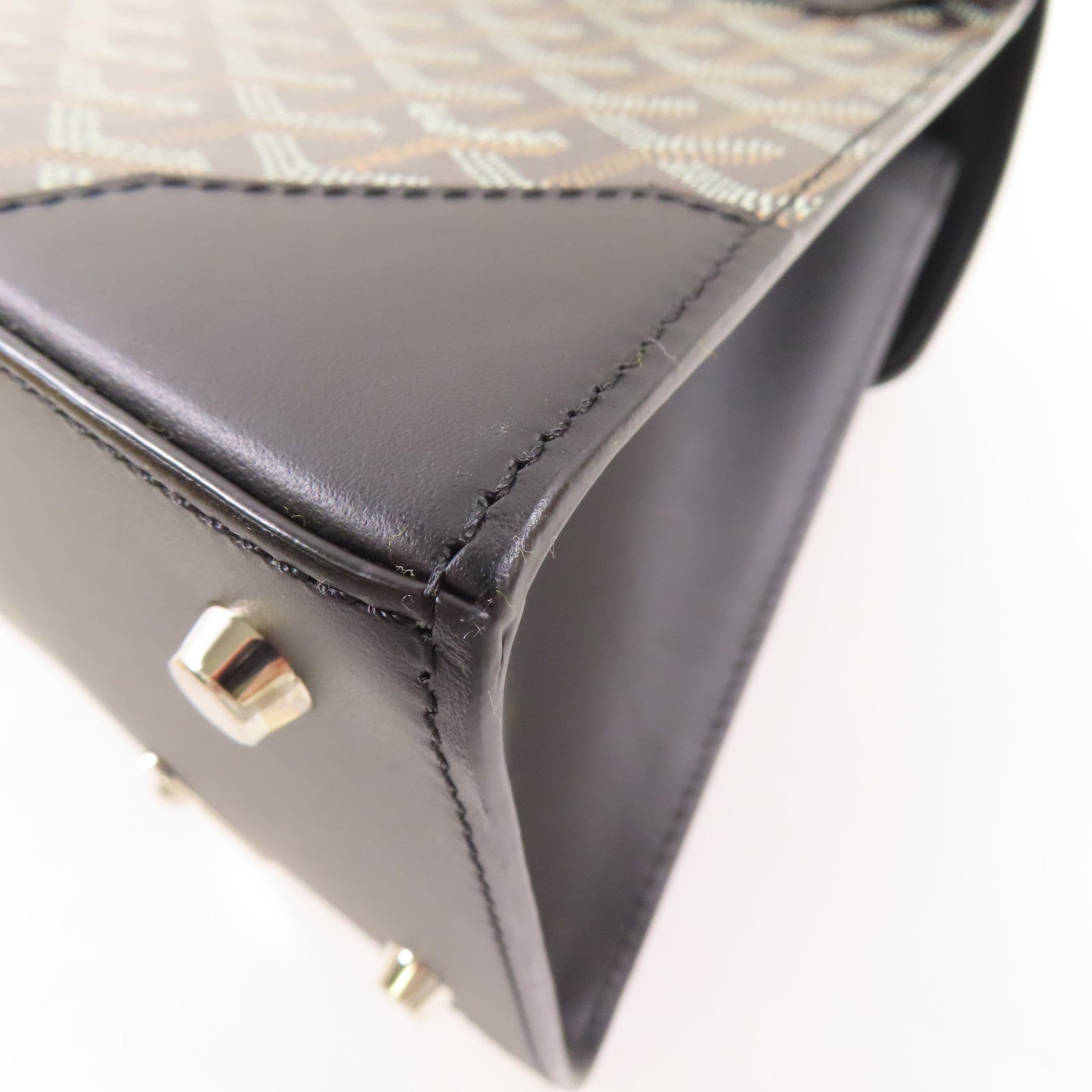 GOYARD 塗層帆布/皮革Saigon銀扣手挽肩背兩用袋