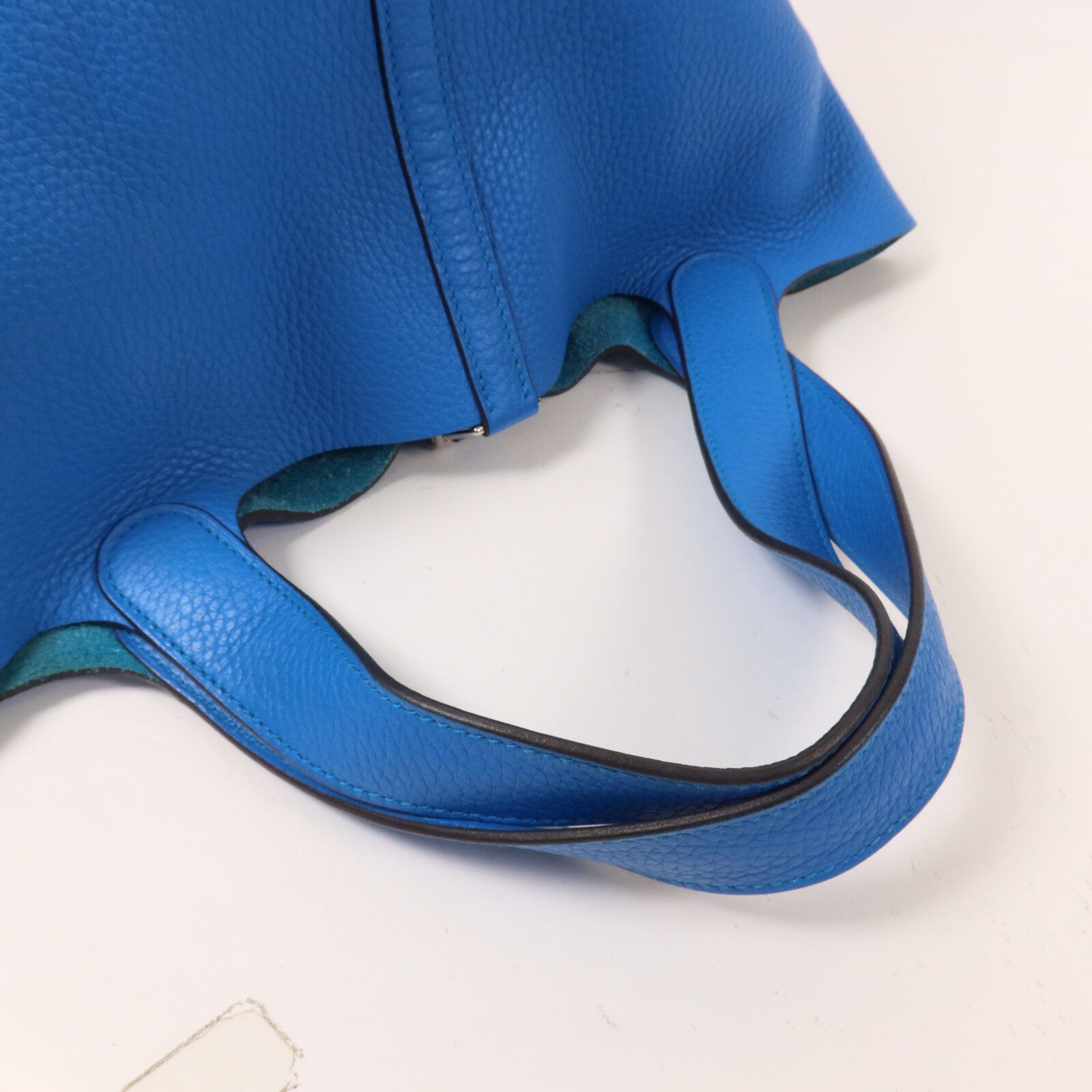 HERMES Clemence皮革Picotin MM扣手挽袋Bleu Zanzibar