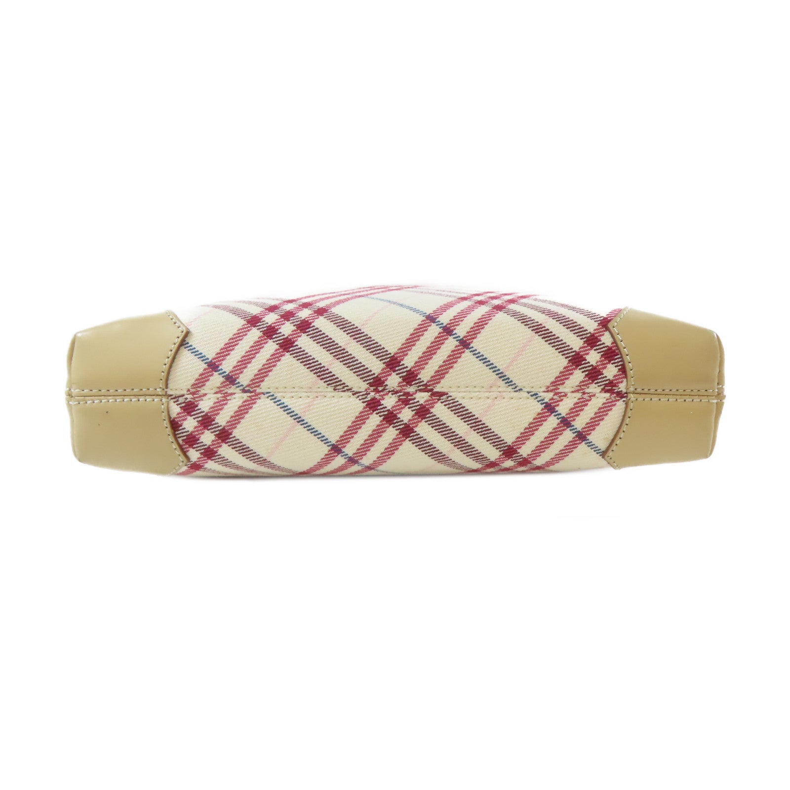 BURBERRY 帆布Shoulder Bag銀扣肩背袋米色/紅色