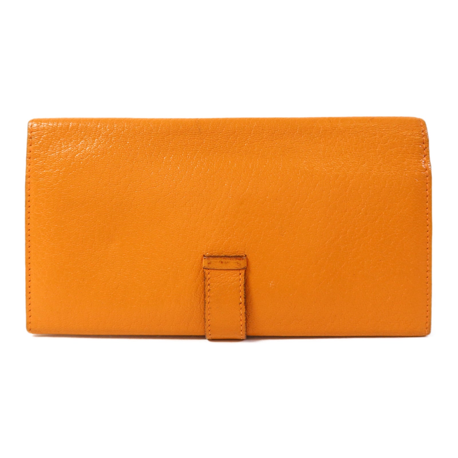HERMES Chevre皮革Bearn Wallet銀扣長錢包Apricot