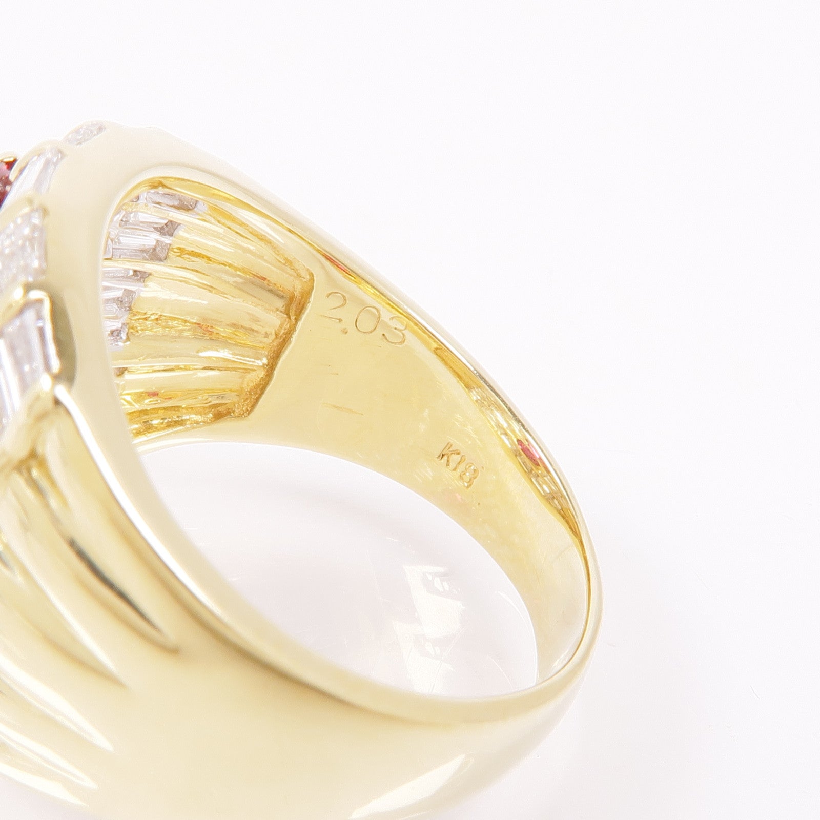 JEWELRY Ruby Diamond Ring 18K Yellow Gold US#6.5