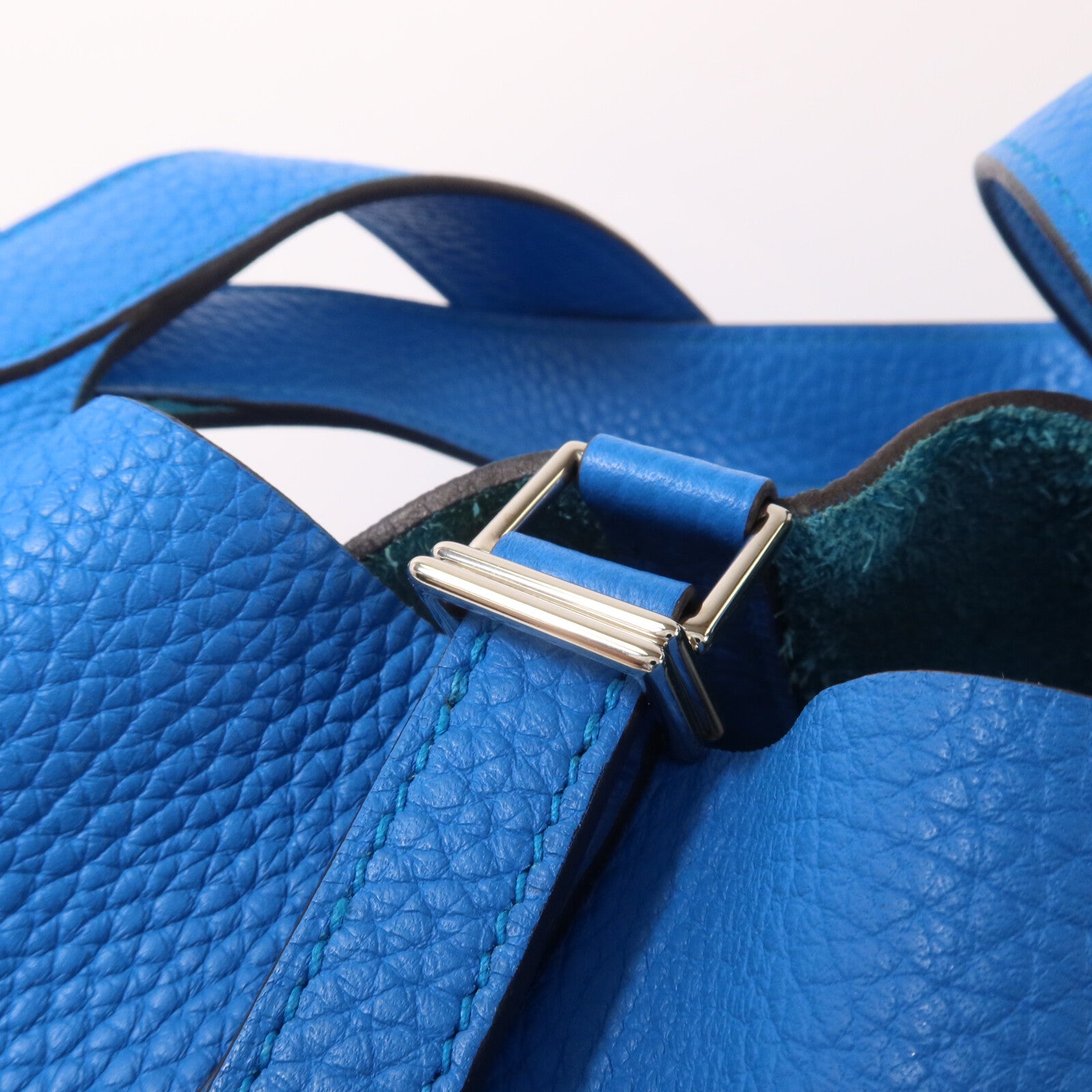HERMES Clemence皮革Picotin MM扣手挽袋Bleu Zanzibar