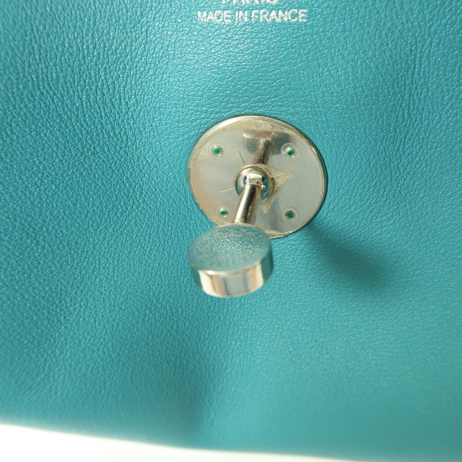 HERMES PHW Lindy 30 2 Way Shoulder Handbag Swift Leather Bleu Paon Green