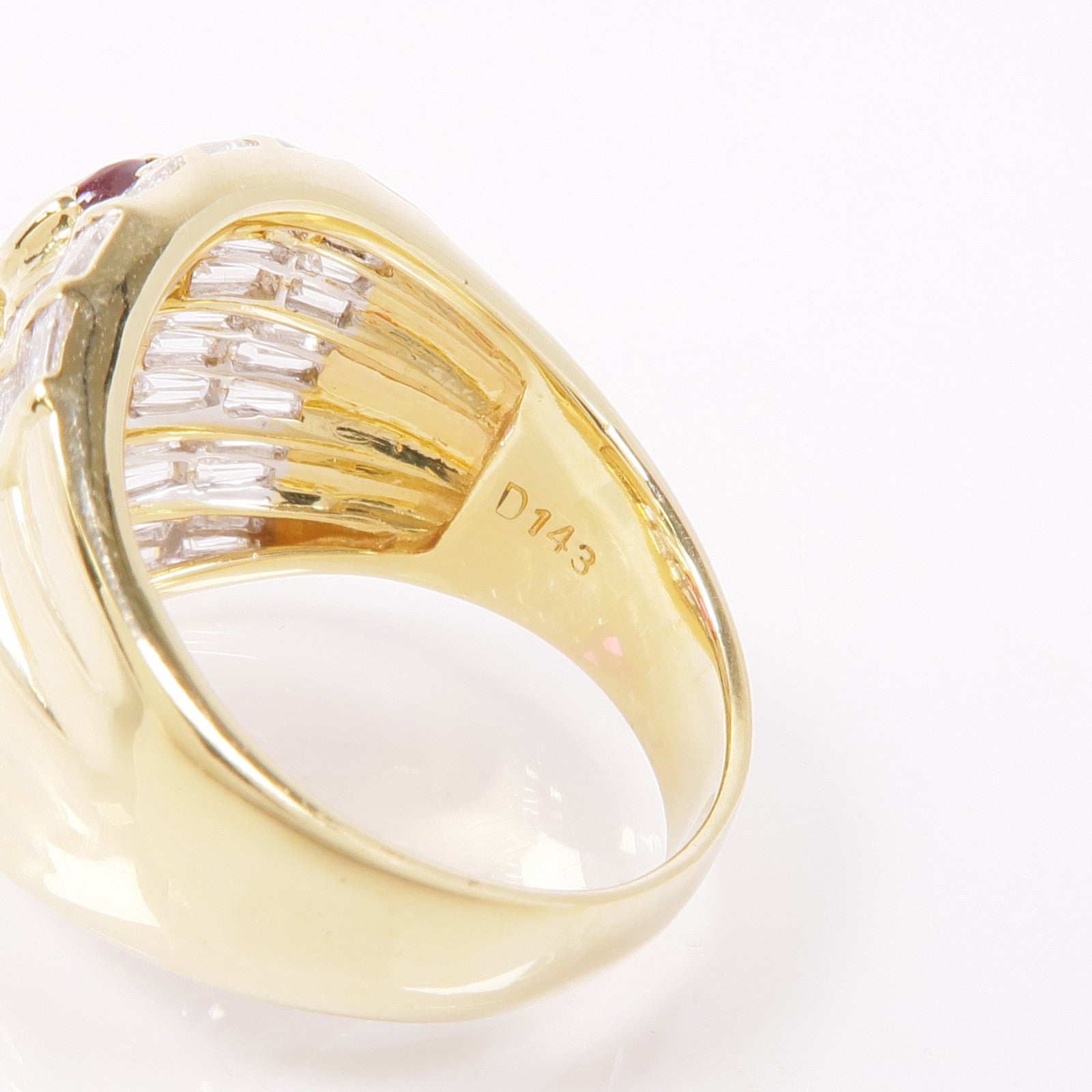 JEWELRY Ruby Diamond Ring 18K Yellow Gold US#6.5
