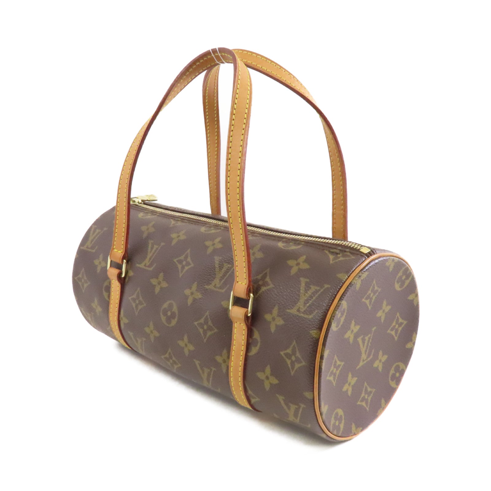LOUIS VUITTON Monogram Papillon PM金扣手挽袋棕色