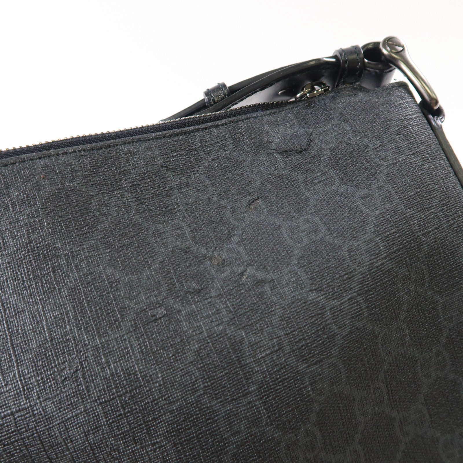 GUCCI 塗層帆布Shoulder Bag銀扣肩背袋黑色