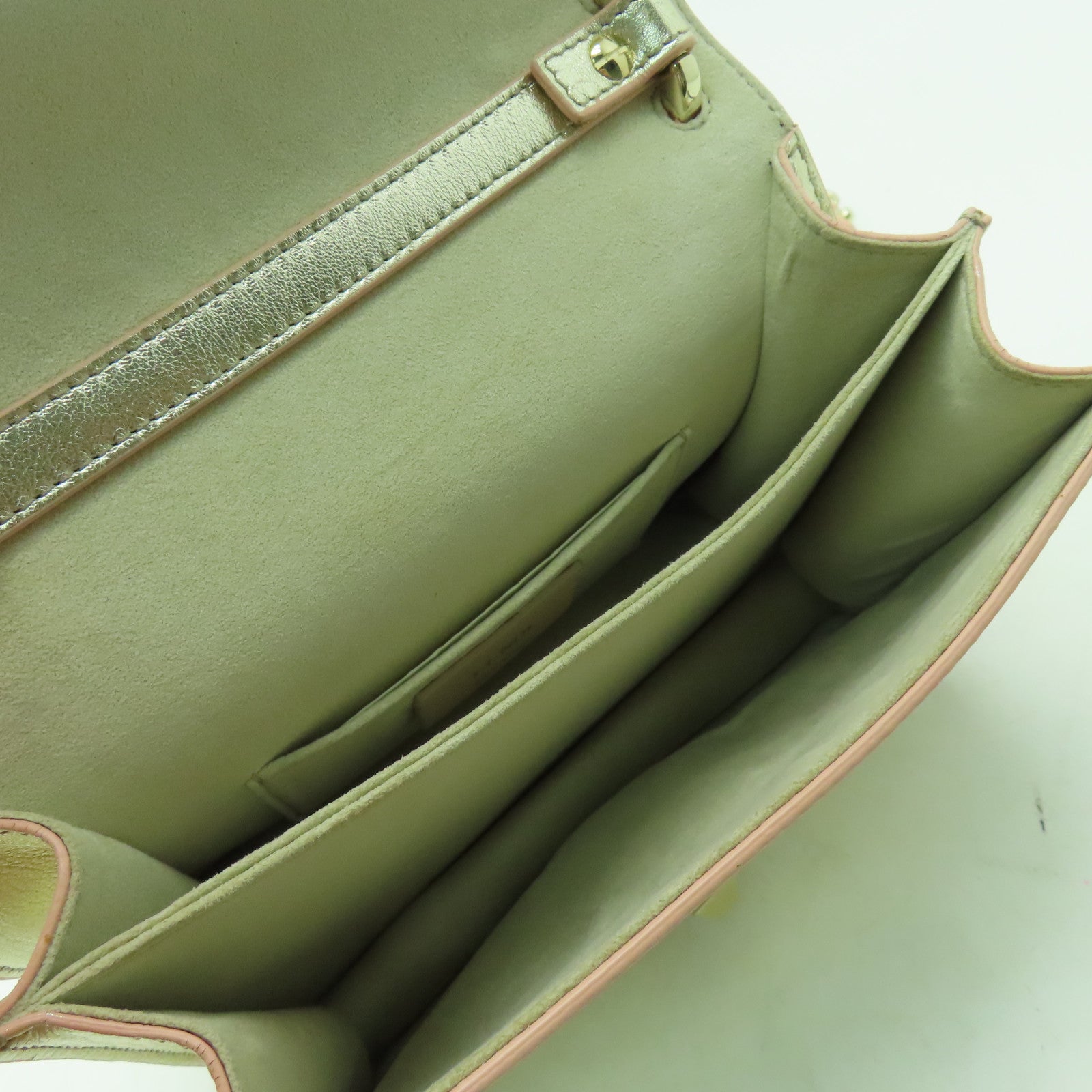 FENDI 【激減優惠】牛皮皮革Chain Shoulder金扣鏈帶肩背袋金色