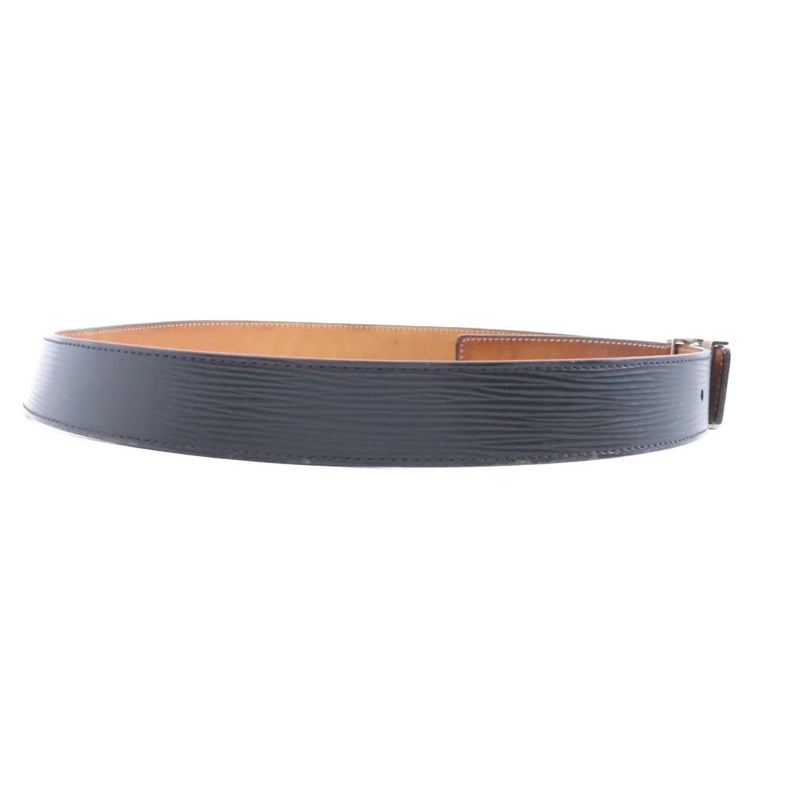 LOUIS VUITTON Epi Belt 85cm銀扣皮帶黑色