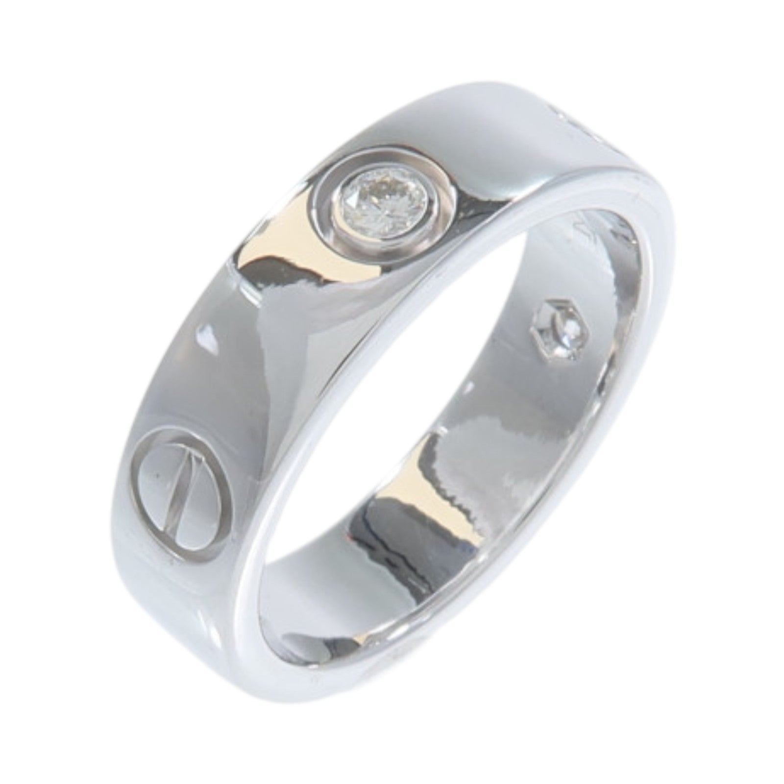 CARTIER 18K白金Love Ring 3P Diamond Ring鑽石戒指