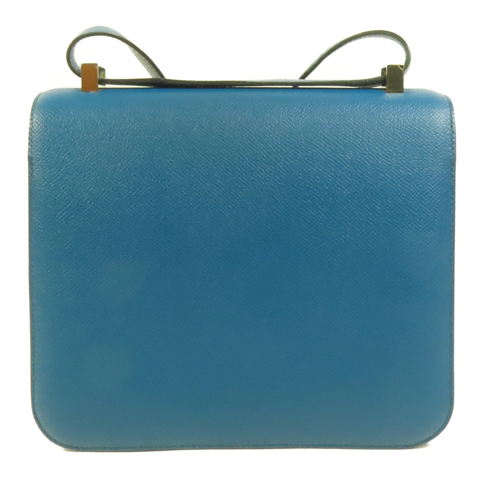 HERMES Epsom皮革Constance 24銀扣肩背袋Bleu Izmir