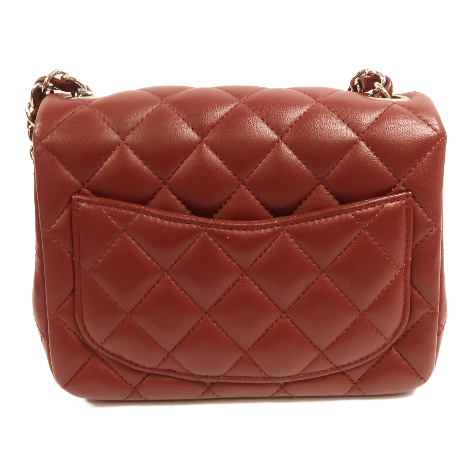 CHANEL 羊皮皮革Mini Classic 17銀扣鏈帶肩背袋