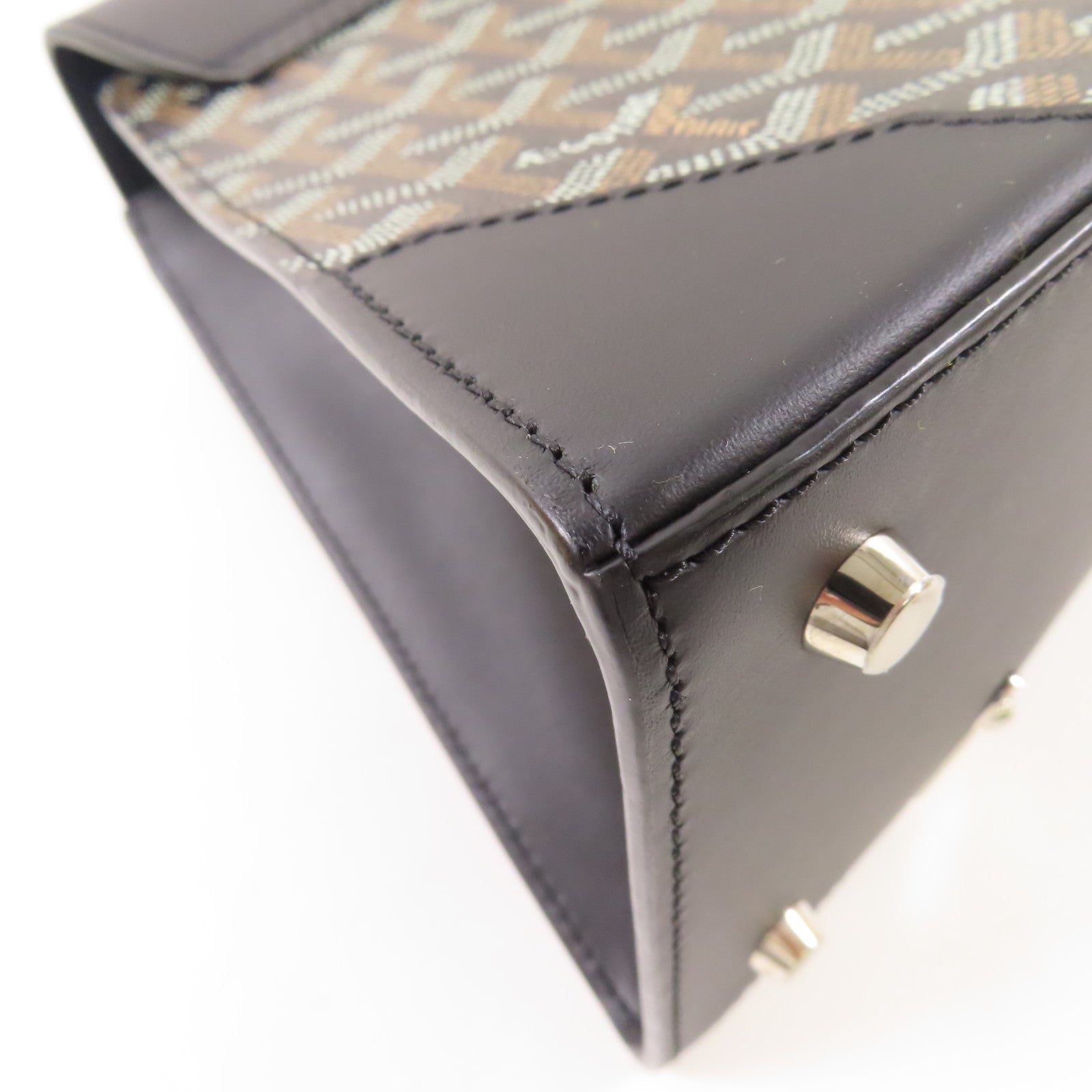 GOYARD 塗層帆布/皮革Saigon銀扣手挽肩背兩用袋
