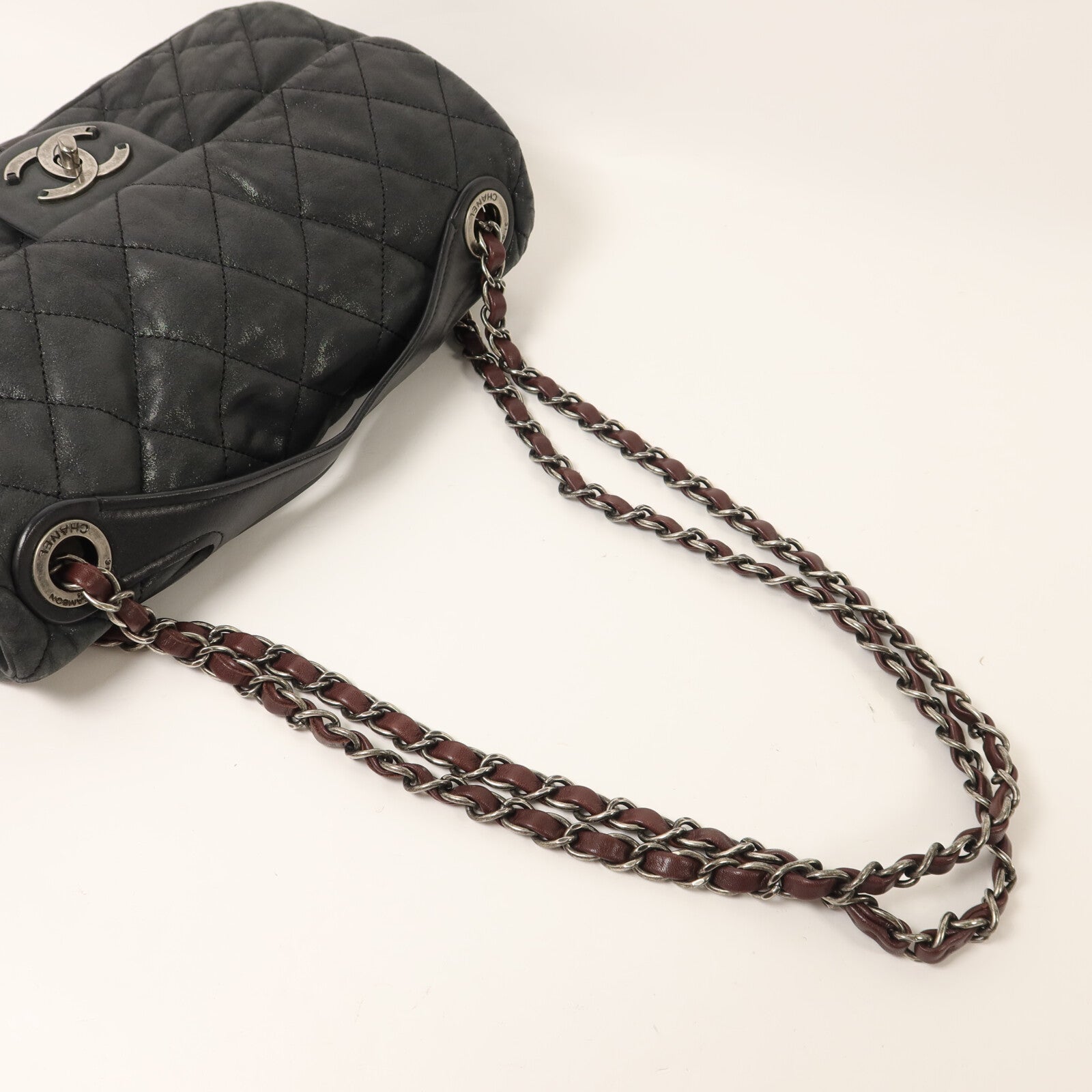 CHANEL 牛皮皮革In The Mix Flap Bag鏈帶手挽肩背兩用袋