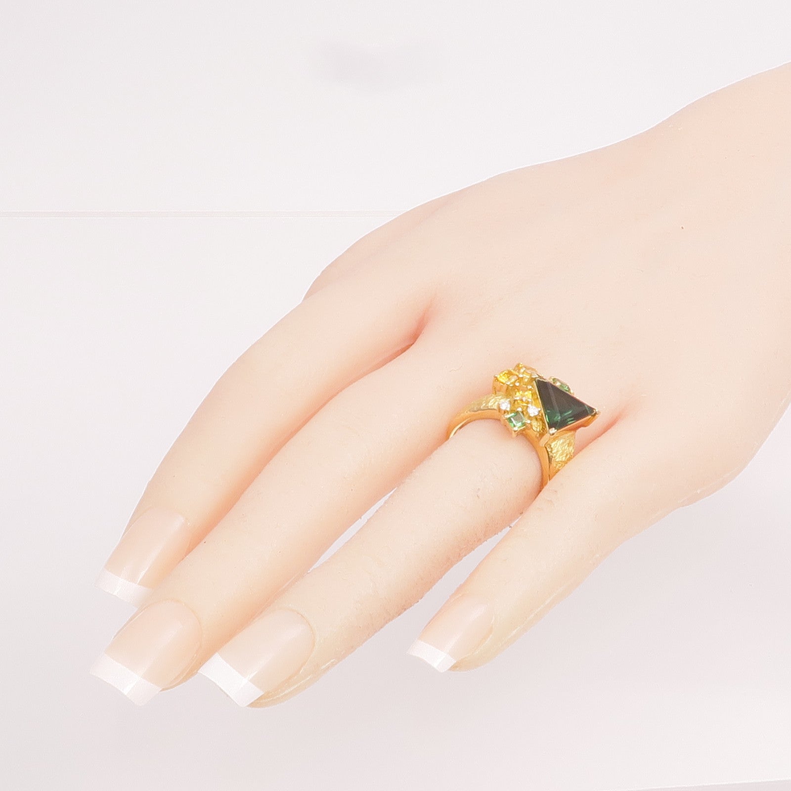 JEWELRY 18K黃金Tourmaline Diamond Ring電氣石/鑽石戒指US#7.5