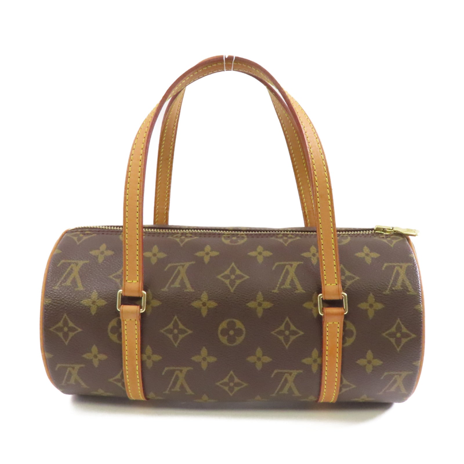 LOUIS VUITTON Monogram Papillon PM金扣手挽袋棕色