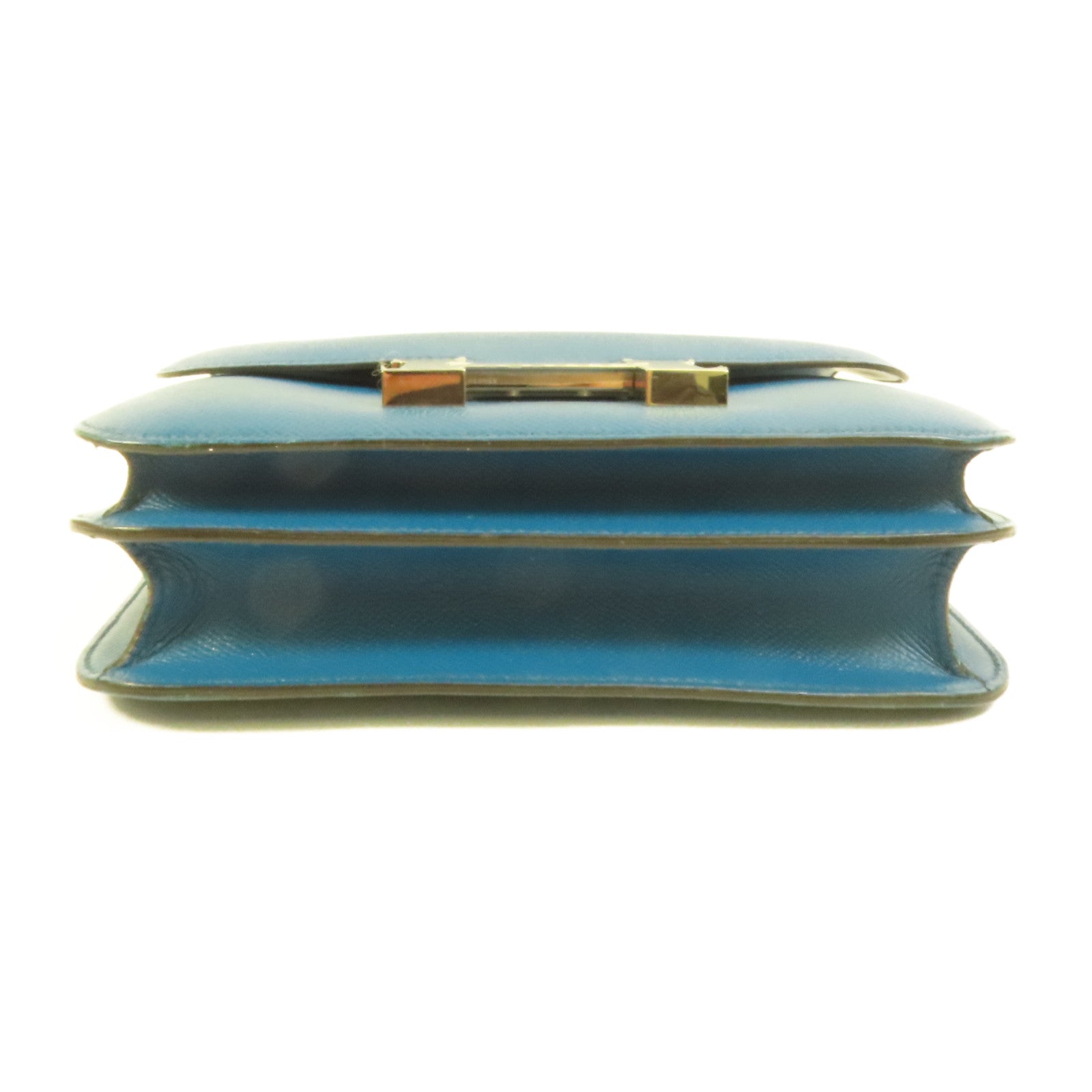 HERMES Epsom皮革Constance 24銀扣肩背袋Bleu Izmir