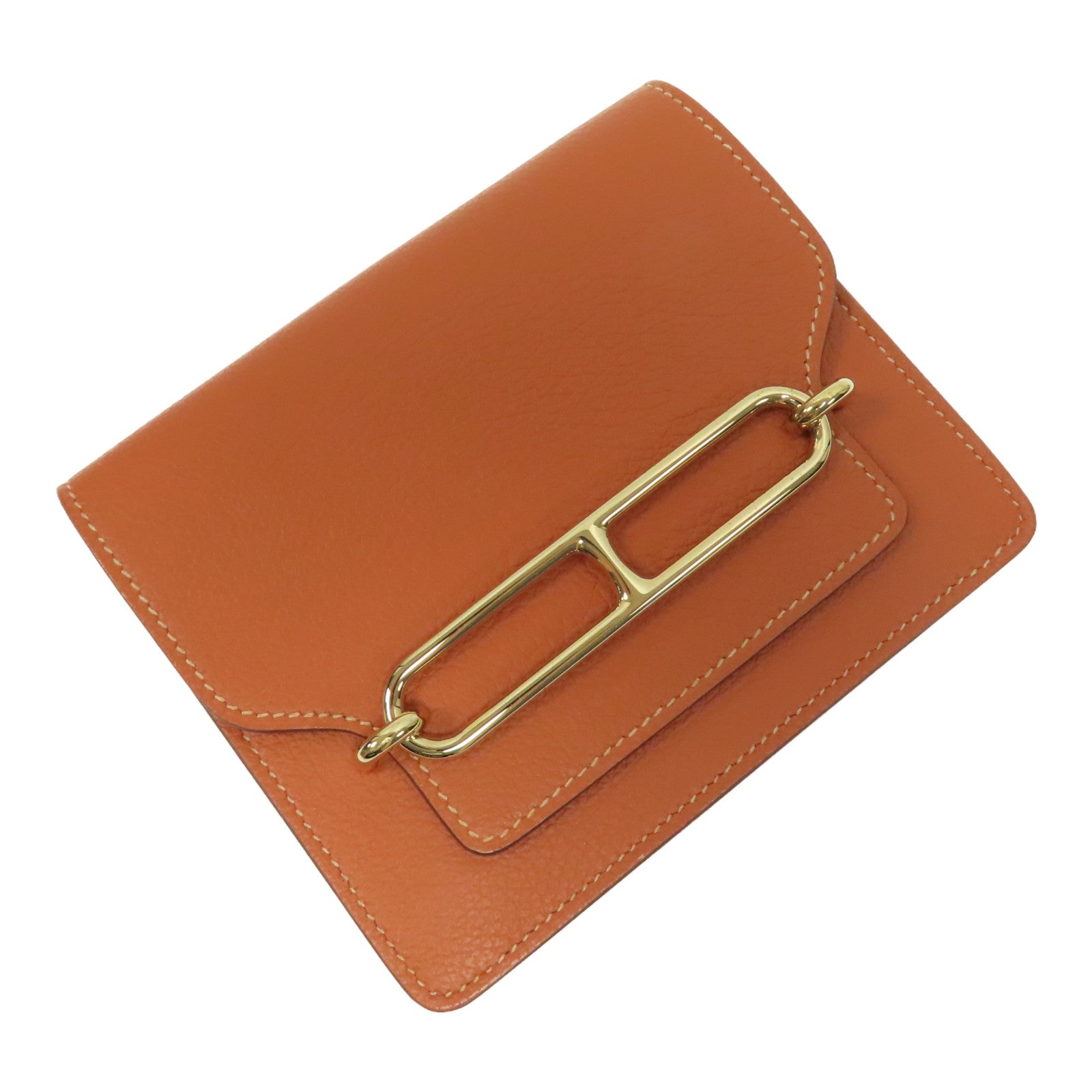 HERMES Evercolor皮革Roulis Slim金扣錢包啡色