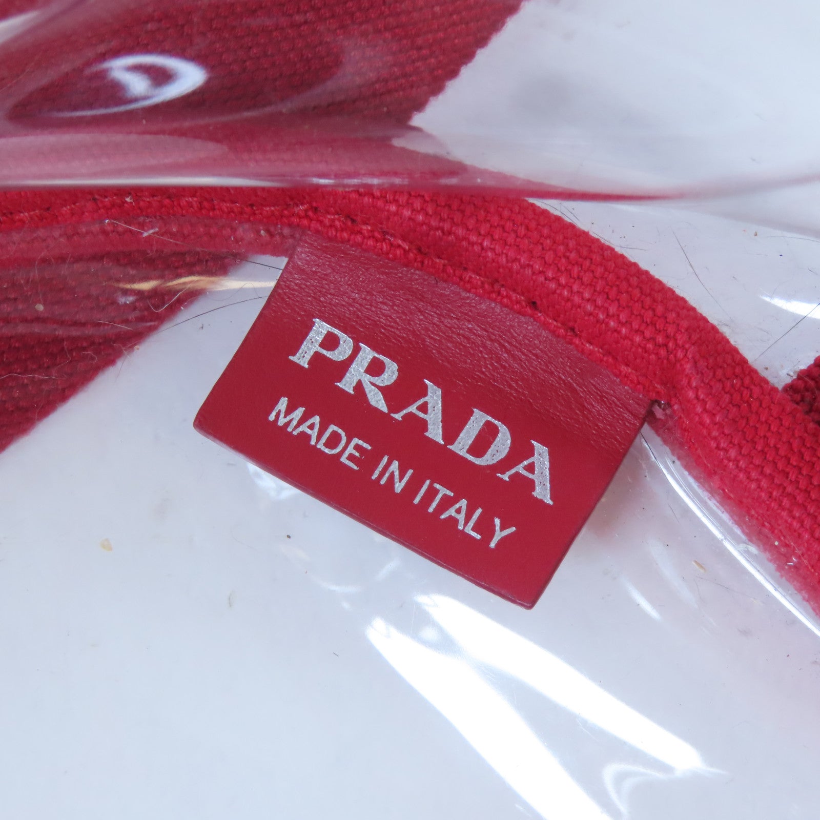 PRADA PVC/帆布2 Way Shoulder銀扣手挽肩背兩用袋紅色