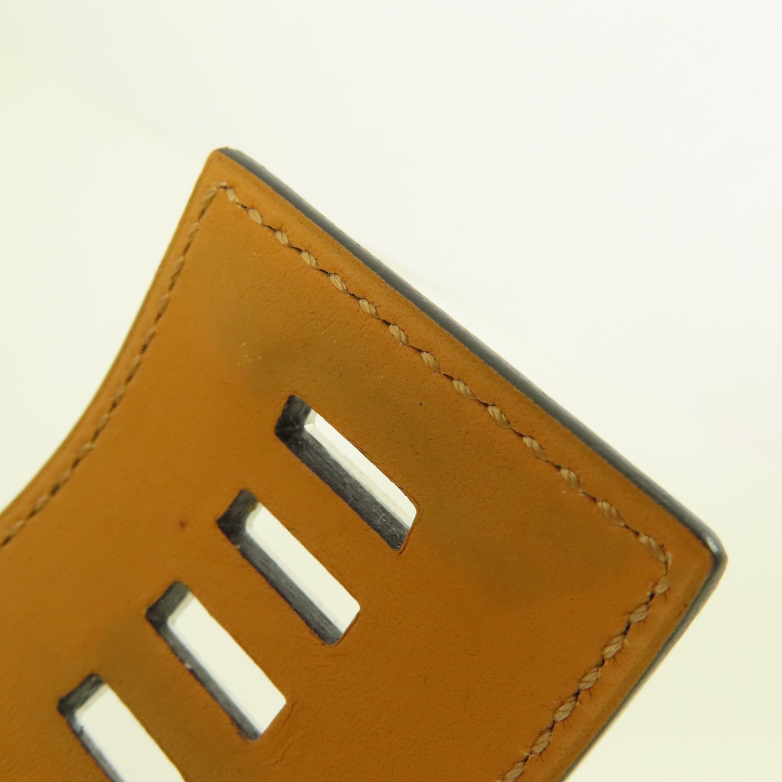 HERMES Swift皮革Collier De Chien銀扣手鐲Colvert