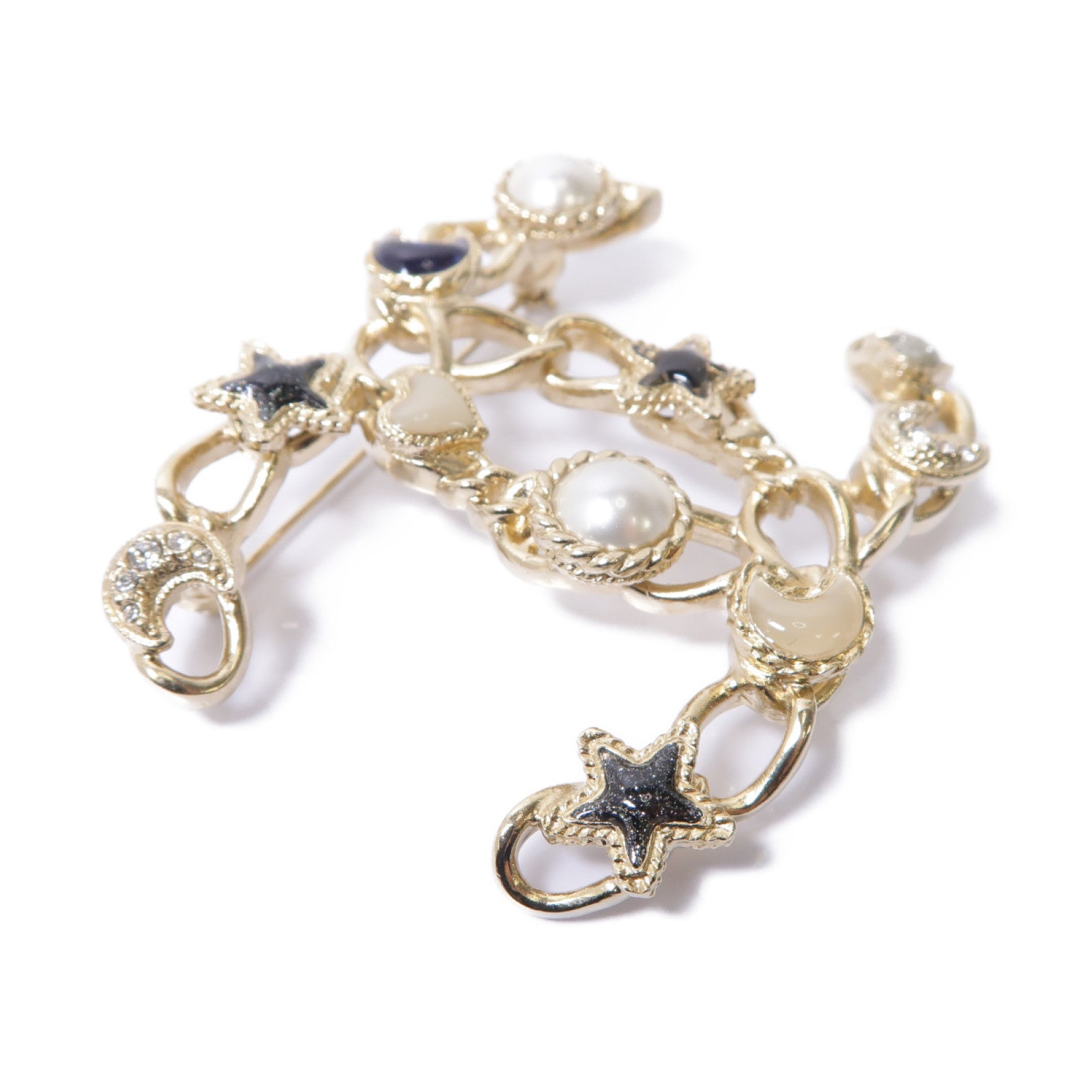 CHANEL 金屬Brooch胸針金色/白色/深藍色