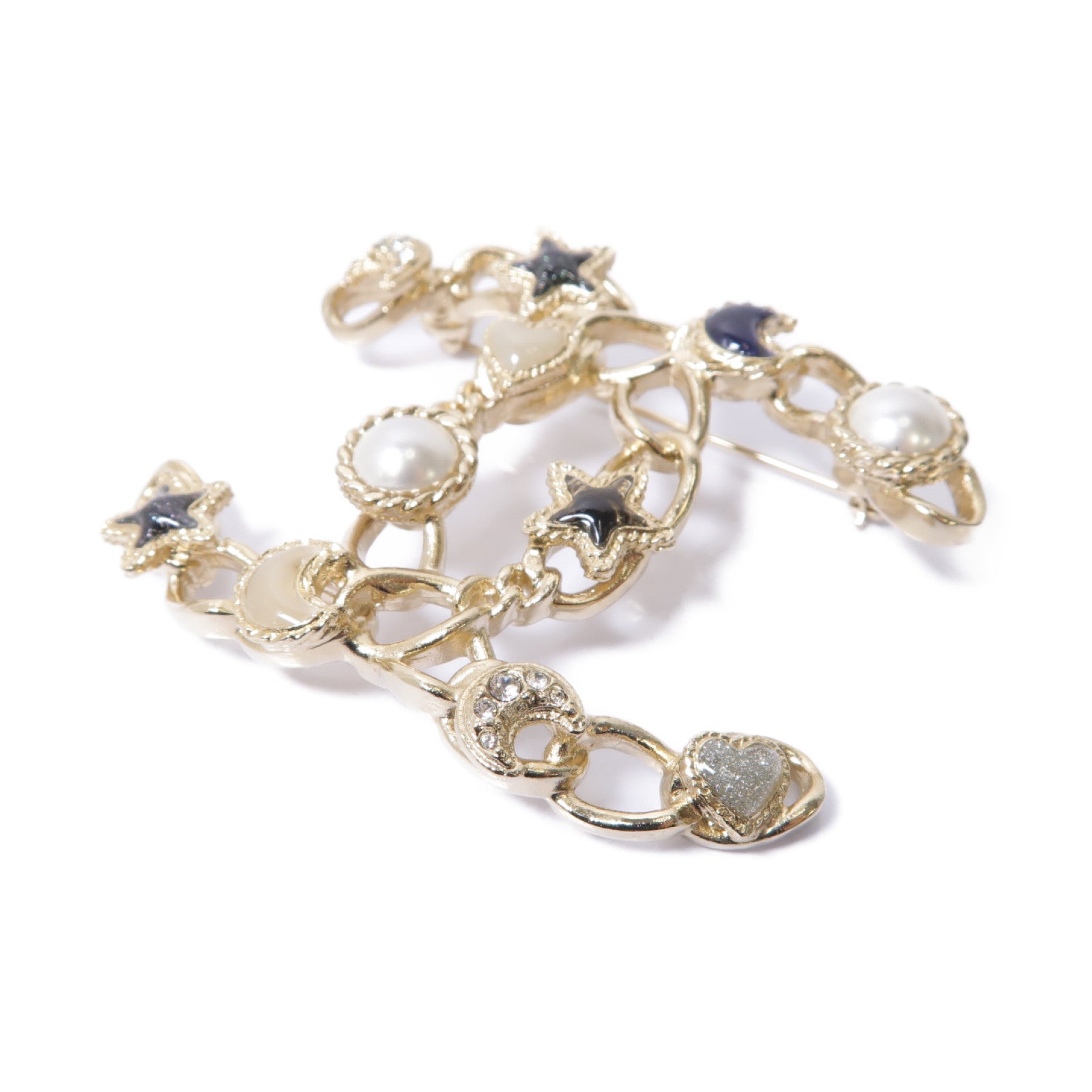 CHANEL 金屬Brooch胸針金色/白色/深藍色