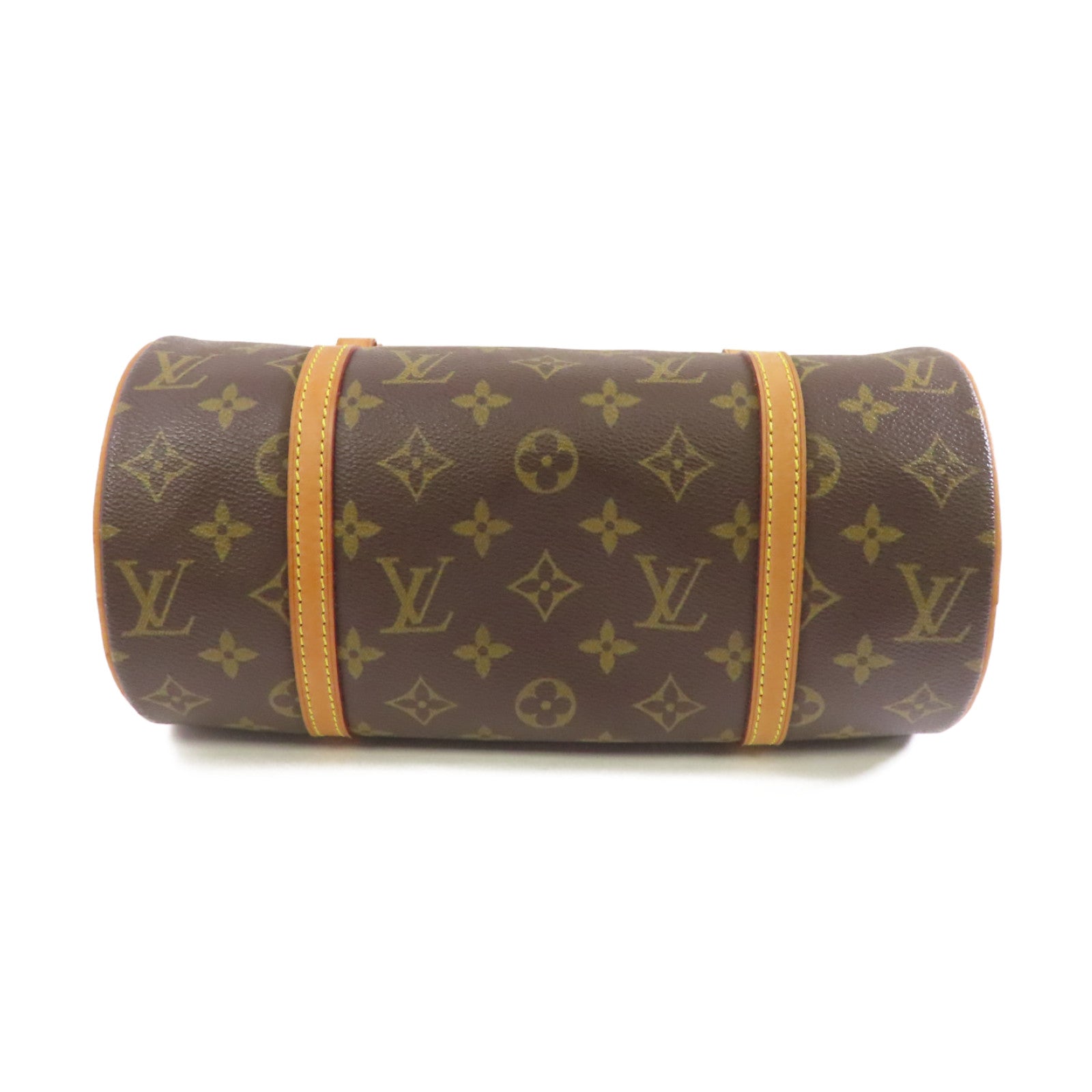 LOUIS VUITTON Monogram Papillon PM金扣手挽袋棕色