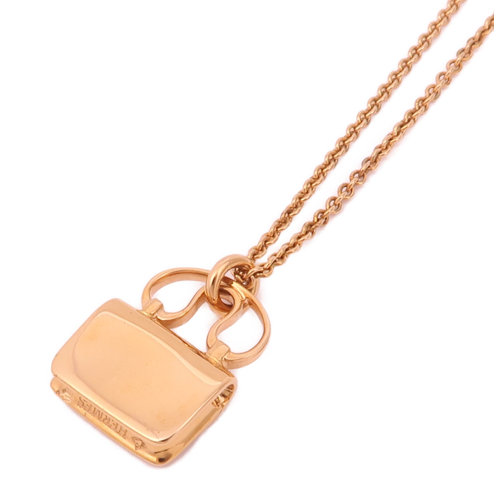 HERMES Diamond Constance Pendant Necklace 18K Rose Gold
