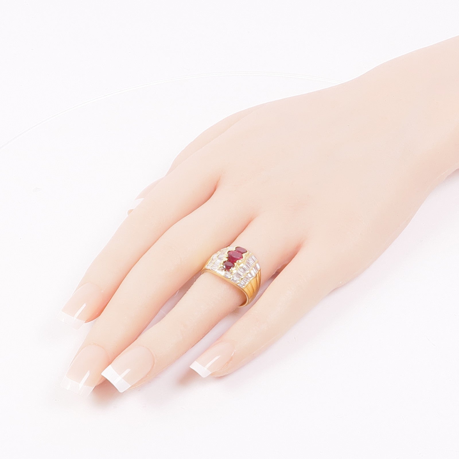JEWELRY Ruby Diamond Ring 18K Yellow Gold US#6.5