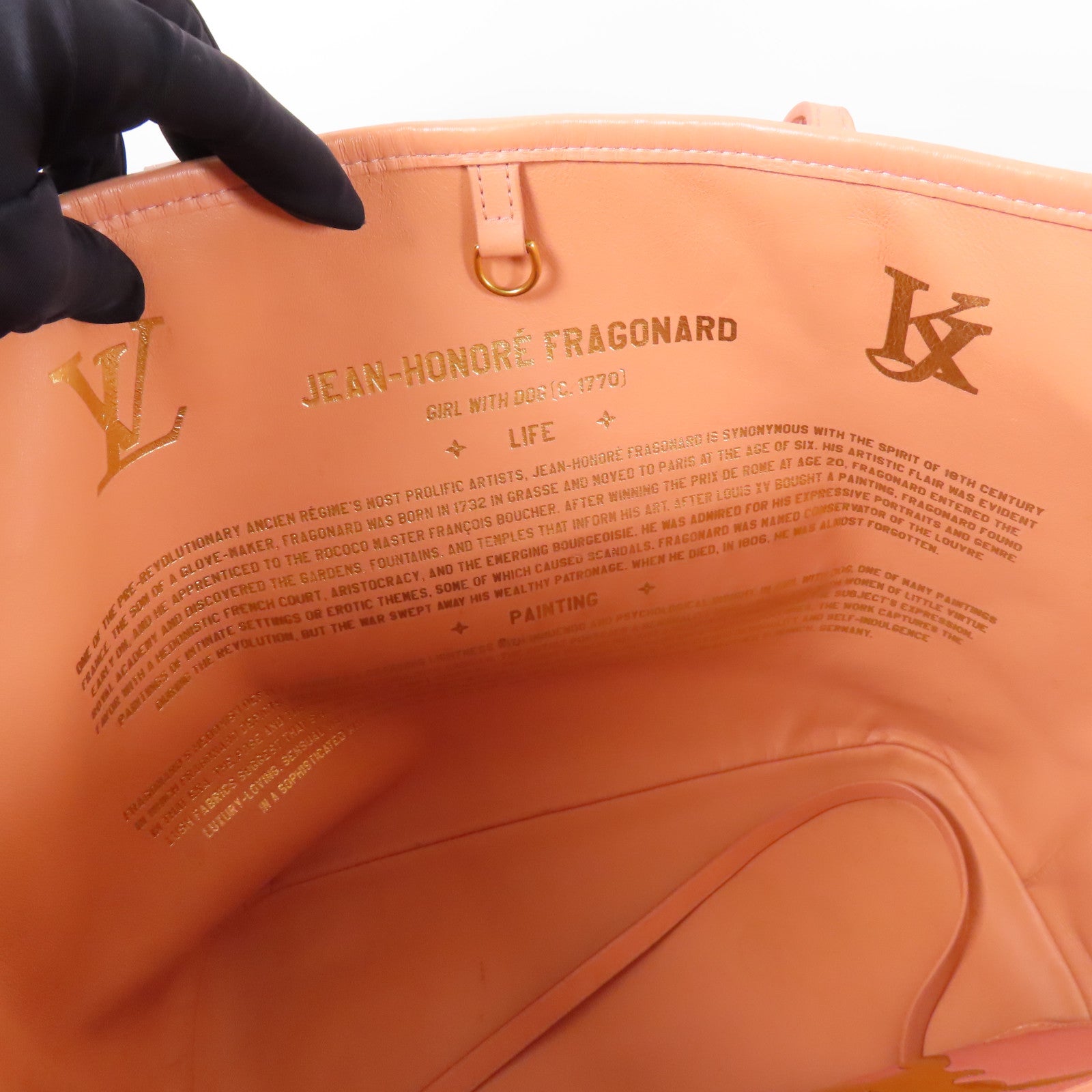 LOUIS VUITTON 塗層帆布/牛皮皮革Masters Collection Fragonard Neverfull MM手挽袋棕色/粉紅色