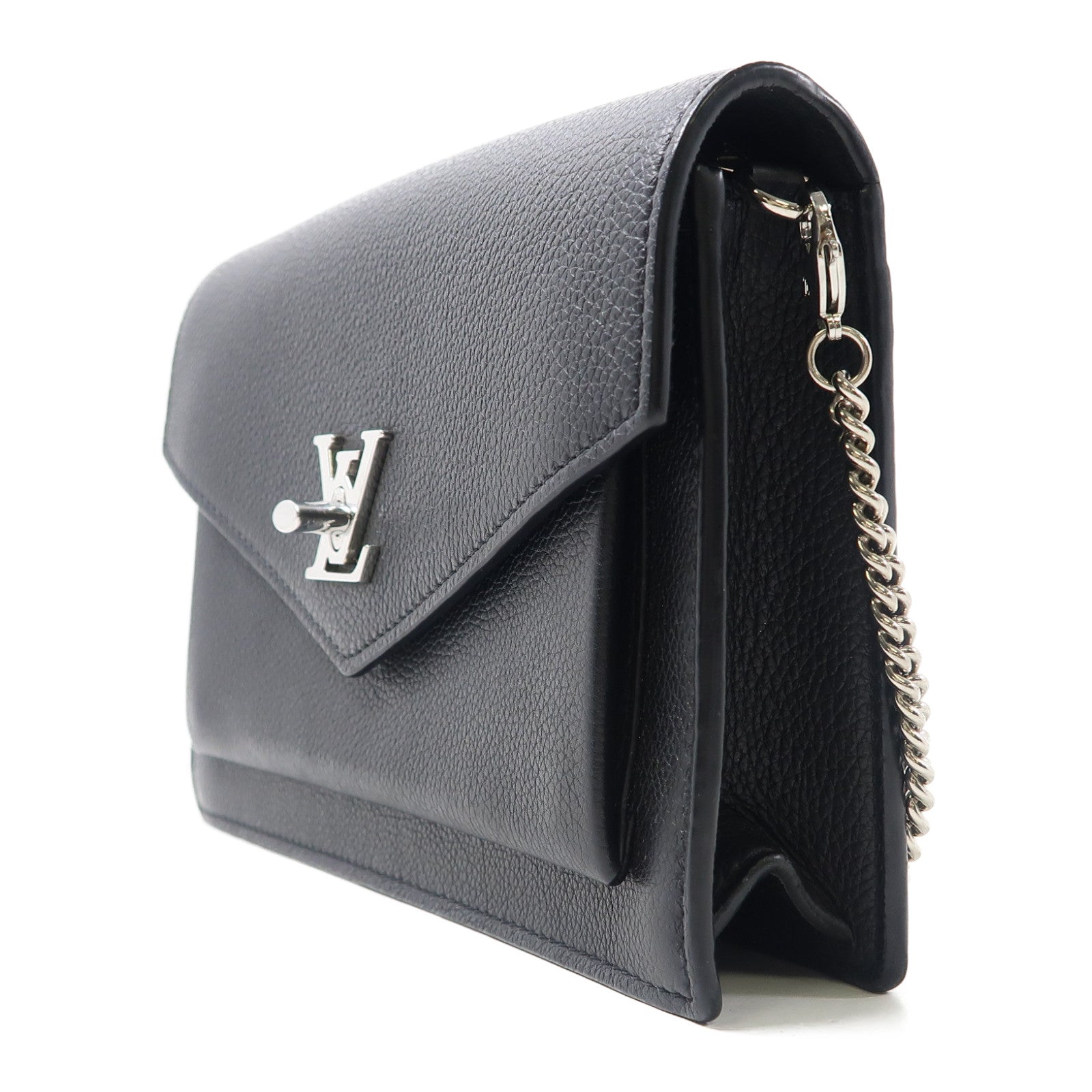 LOUIS VUITTON LV SHW Mylockme Chain Shoulder Bag M63471 Calfskin Leather Black