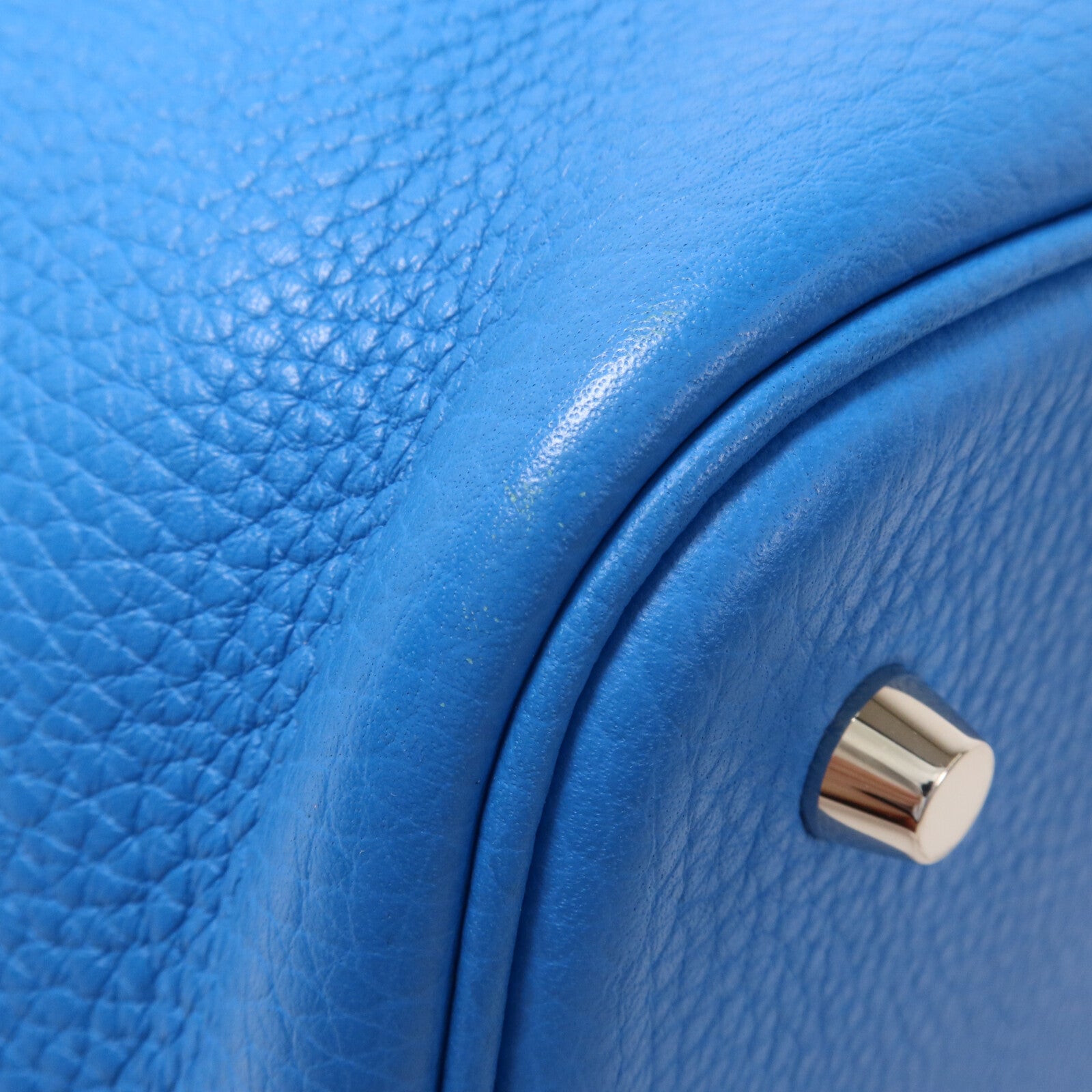 HERMES Clemence皮革Picotin MM扣手挽袋Bleu Zanzibar