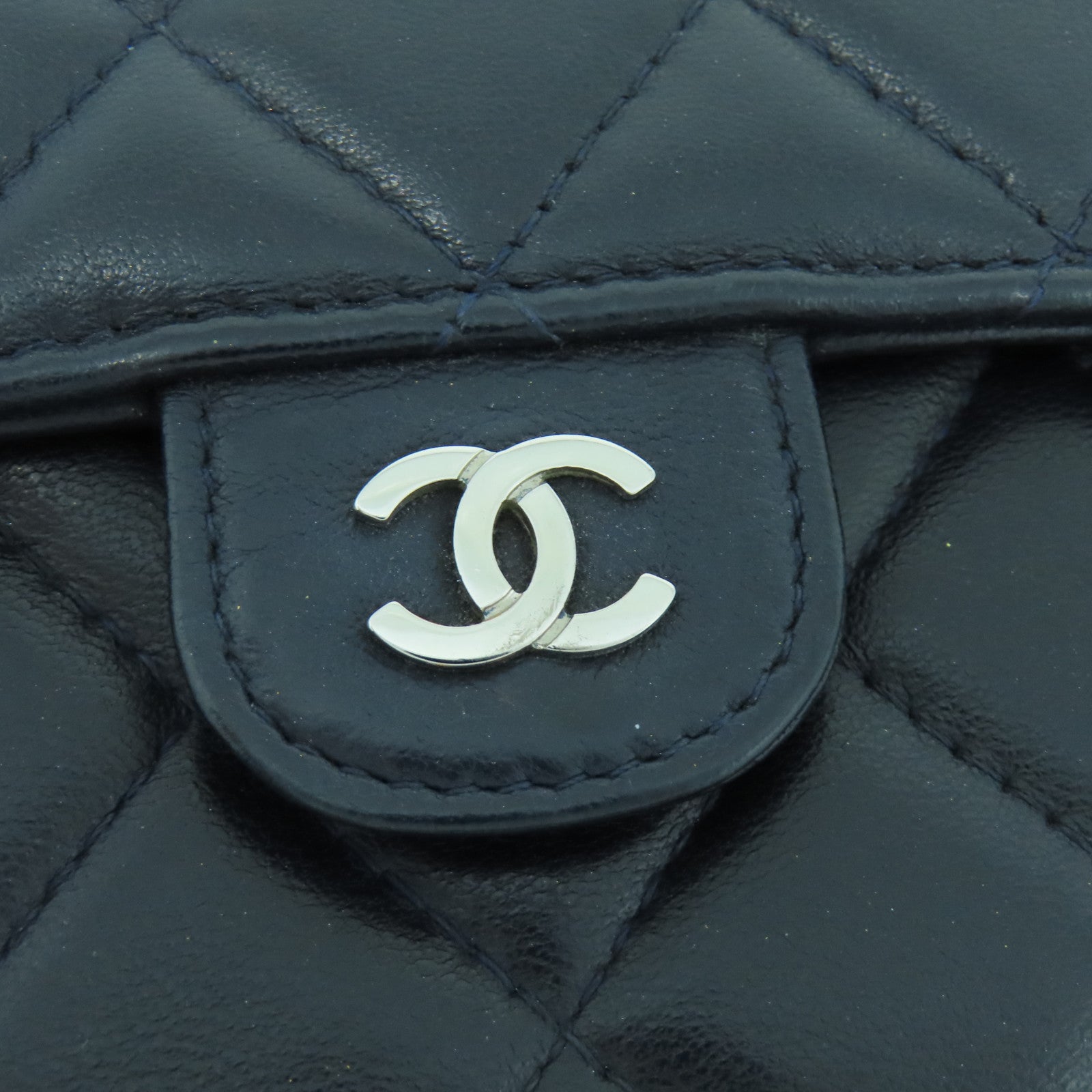 CHANEL 【激減優惠】菱格羊皮皮革Long Wallet銀扣長錢包黑色