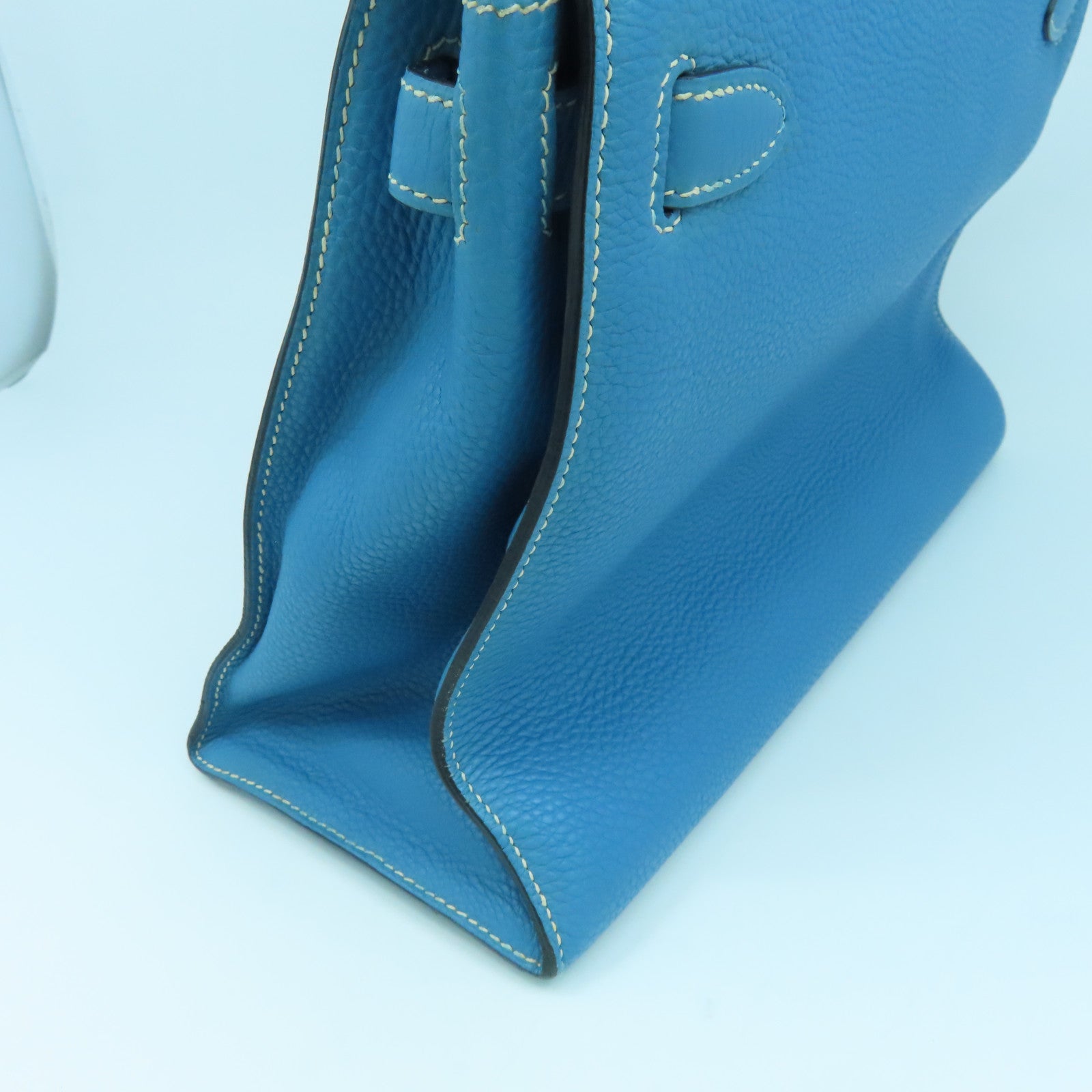 HERMES 【激減優惠】Togo皮革Kelly 28銀扣手挽肩背兩用袋牛仔藍