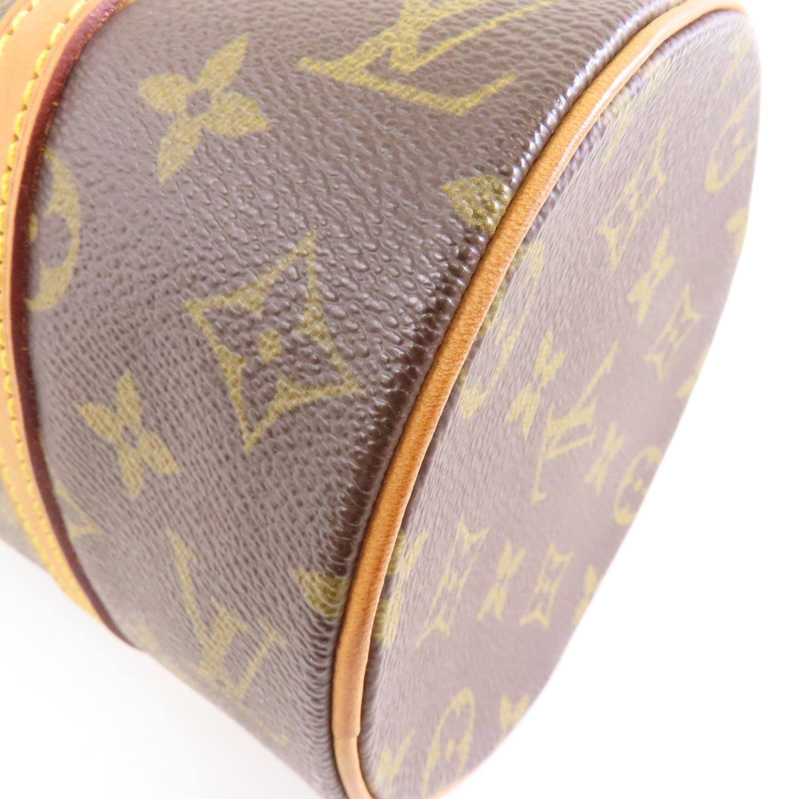 LOUIS VUITTON Monogram Papillon PM金扣手挽袋棕色