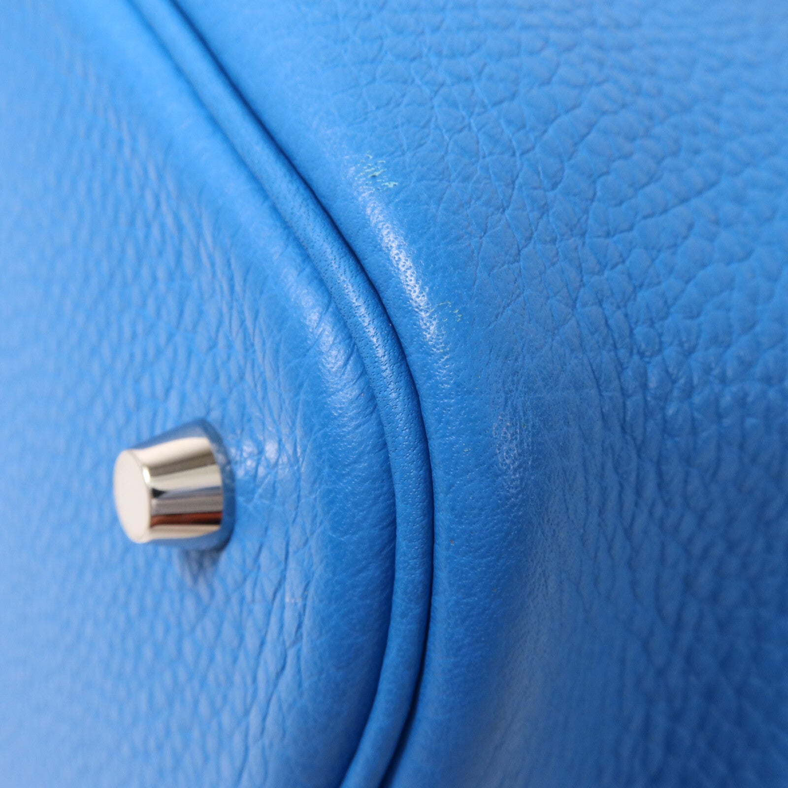 HERMES Clemence皮革Picotin MM扣手挽袋Bleu Zanzibar