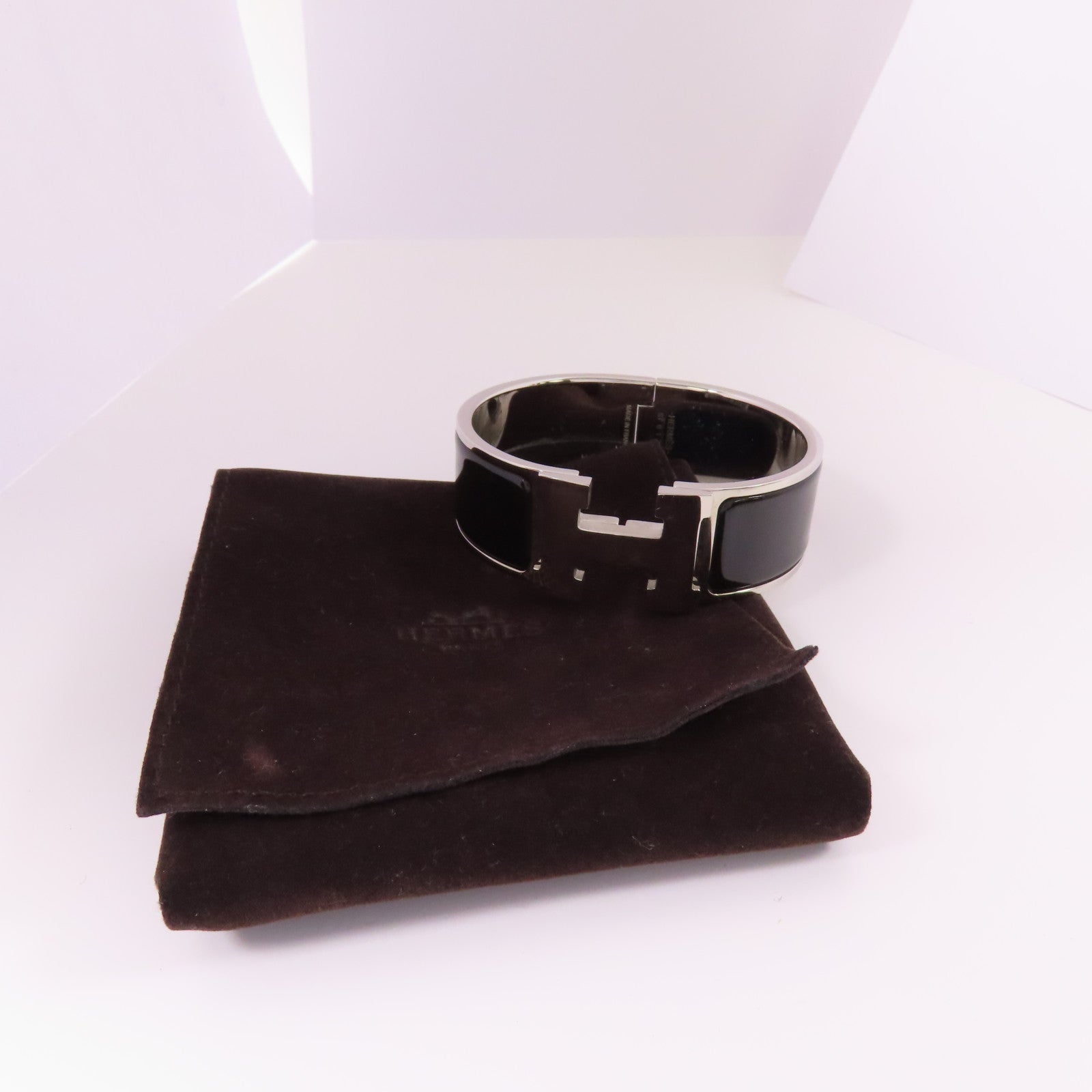 HERMES 金屬/琺瑯Clic Clac H手鐲Noir