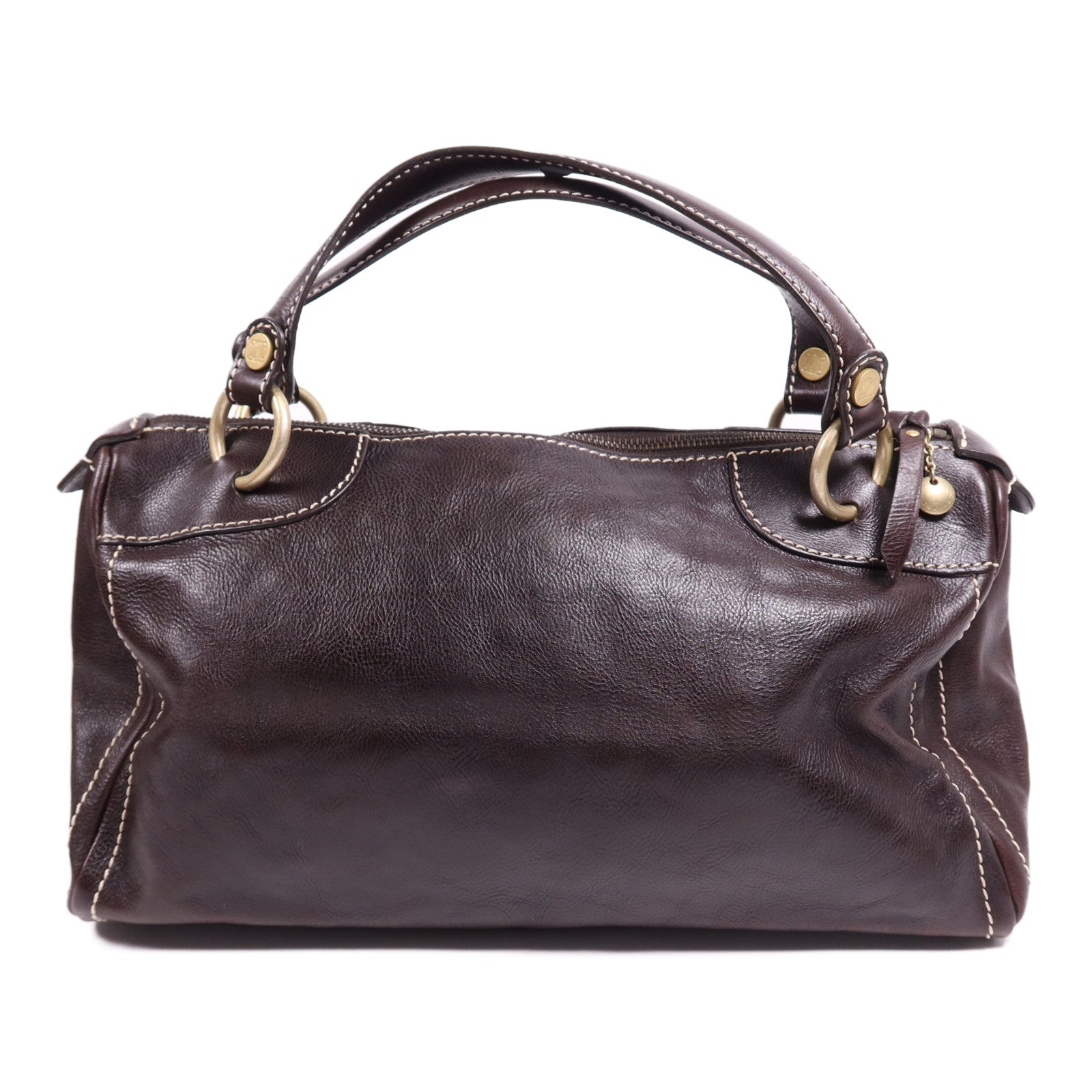 CELINE 牛皮皮革Bowling Bag金扣肩背袋