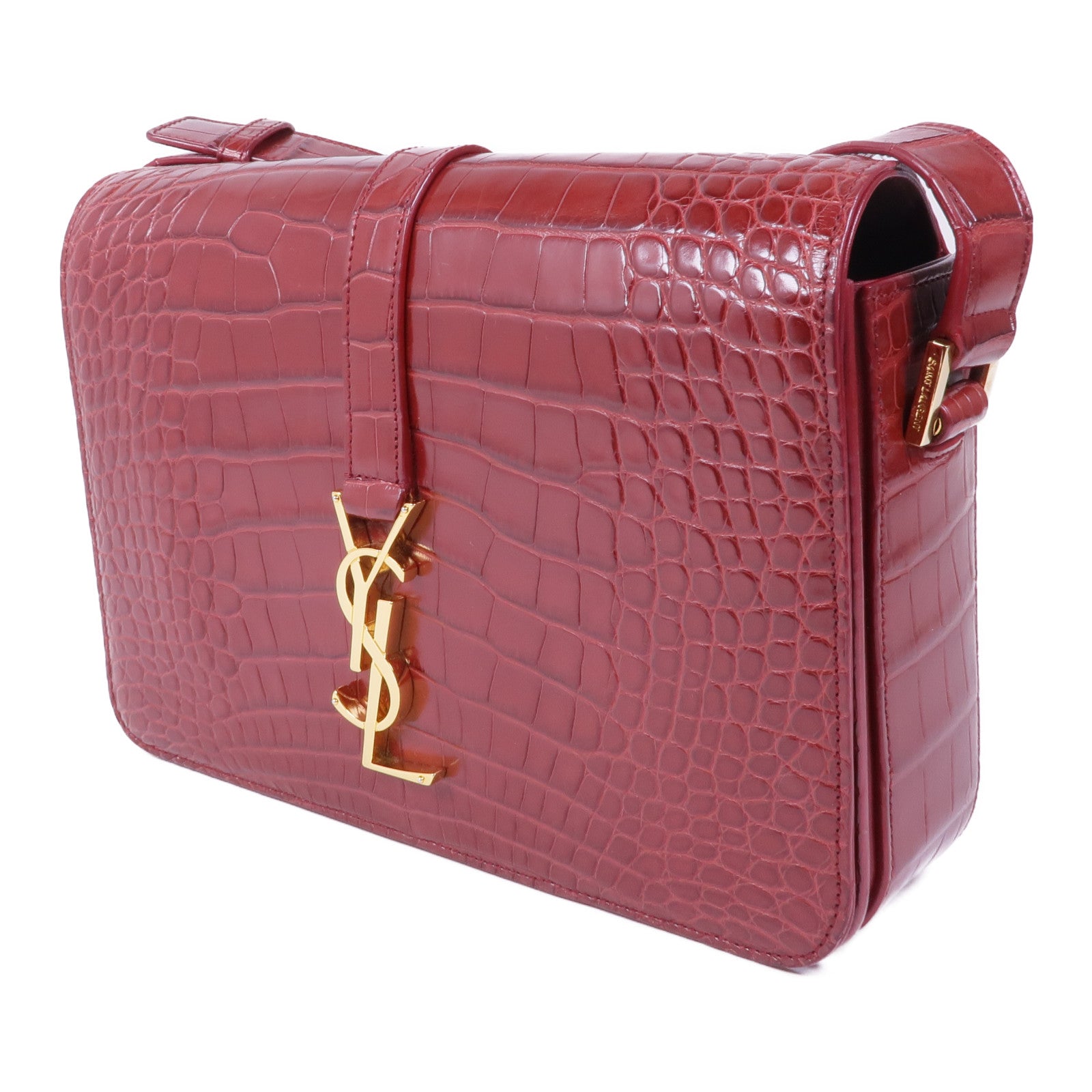 SAINT LAURENT 鱷魚皮革Classic Universite金扣肩背袋