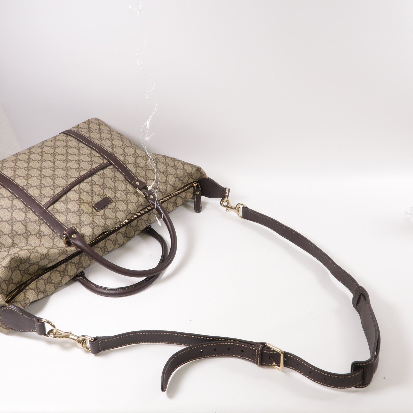 GUCCI 塗層帆布Boston Bag金扣手挽肩背兩用袋啡色