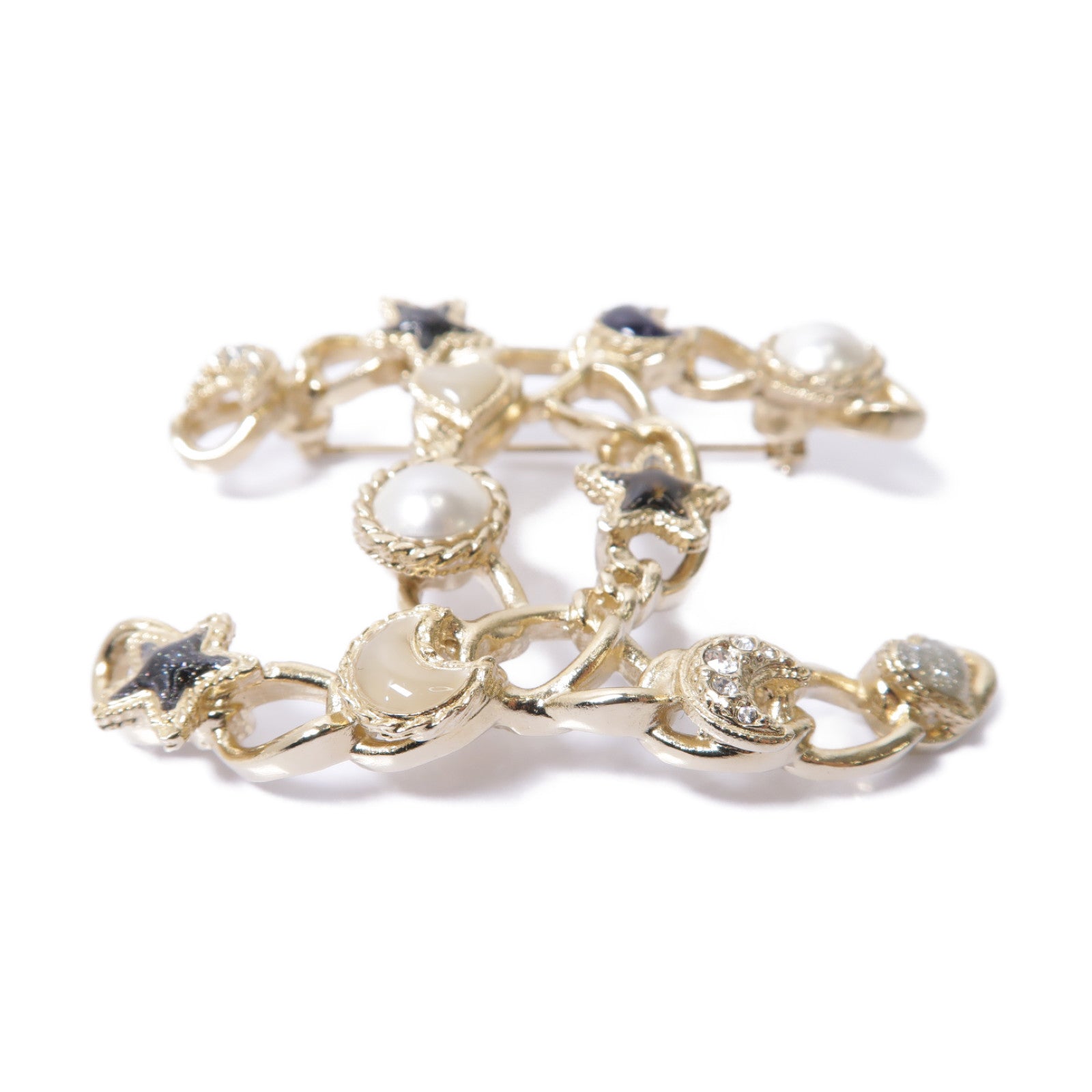 CHANEL 金屬Brooch胸針金色/白色/深藍色