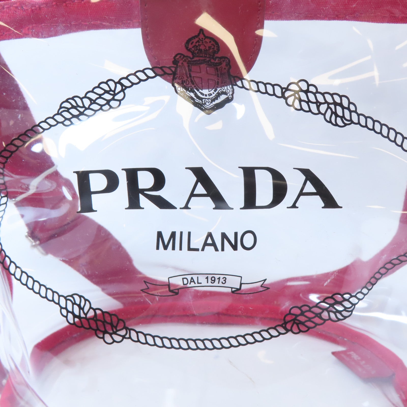 PRADA PVC/帆布2 Way Shoulder銀扣手挽肩背兩用袋紅色