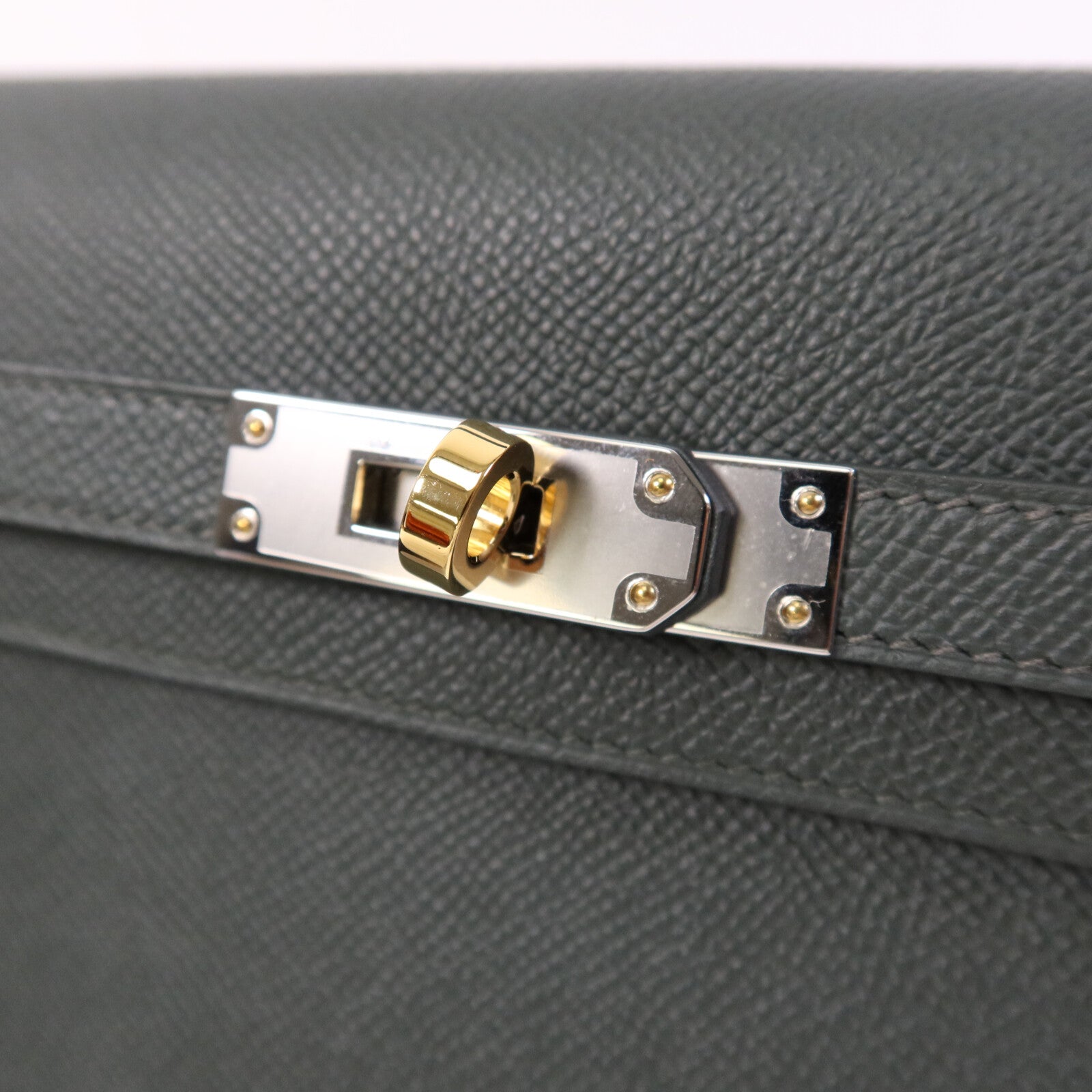 HERMES Epsom皮革Kelly Elan肩背袋Vert Mangrove