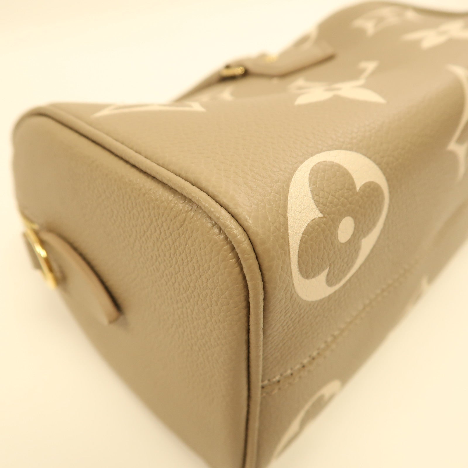 LOUIS VUITTON Monogram Empreinte Speedy Bandouliere 20金扣手挽肩背兩用袋米色