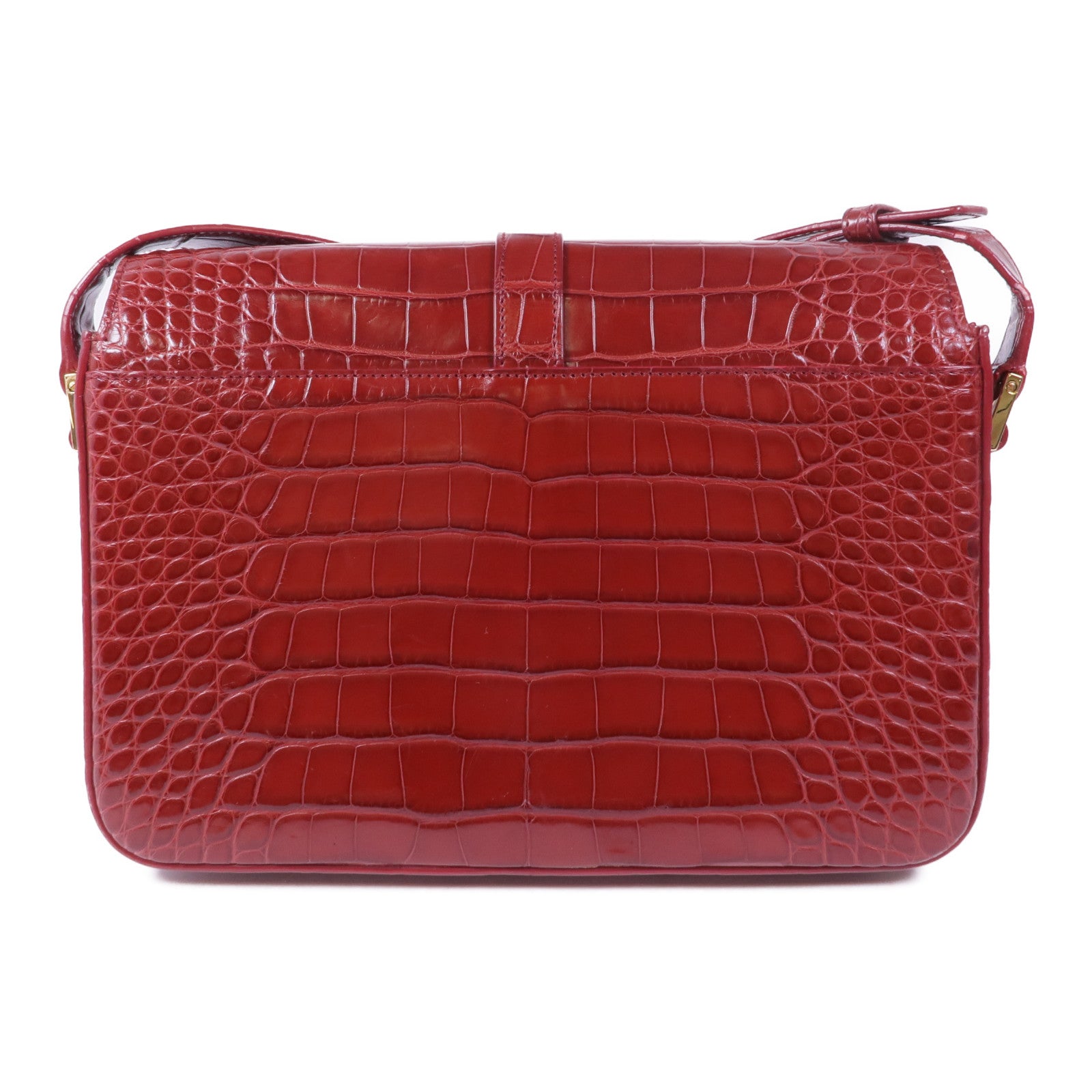 SAINT LAURENT 【激減優惠】鱷魚皮革Classic Universite金扣肩背袋